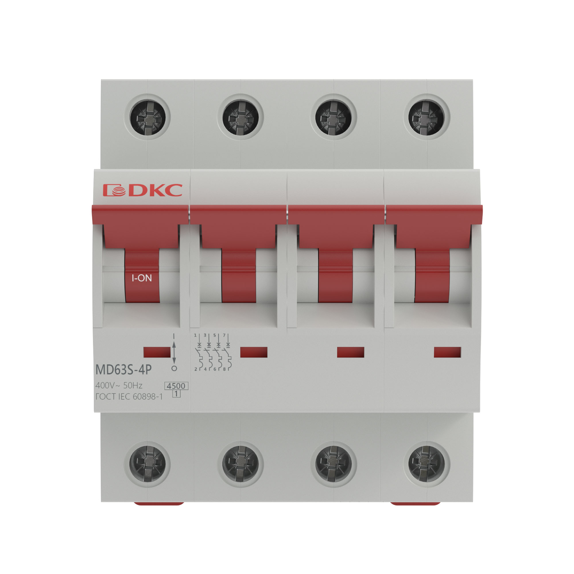 Автоматический выключатель модульный YON max типа MD63S, 4,5кА, 4 полюса, хар-ка B, 2А