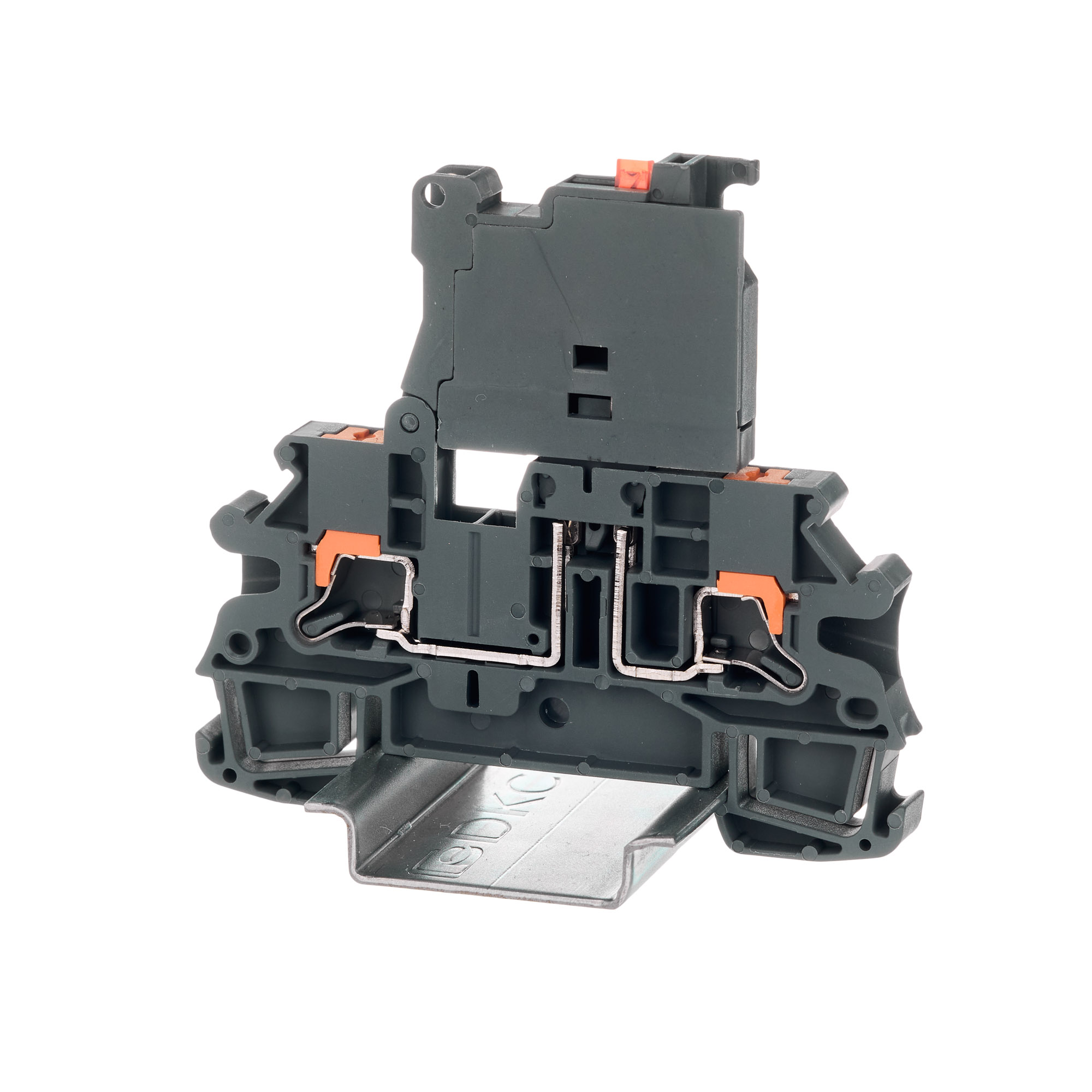 Клемма для предохранителя, зажим Push-in, 2 точки подключения, индикация 24В, 4 кв.мм, серая