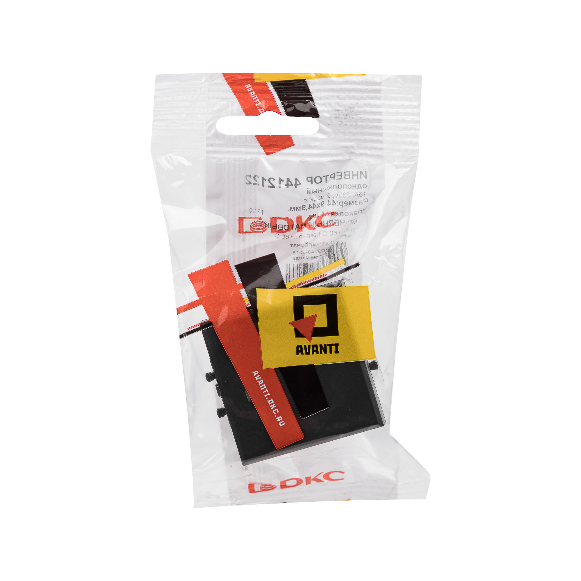 Инвертор одноклавишный модульный, "Avanti", "Черный матовый", 2 модуля