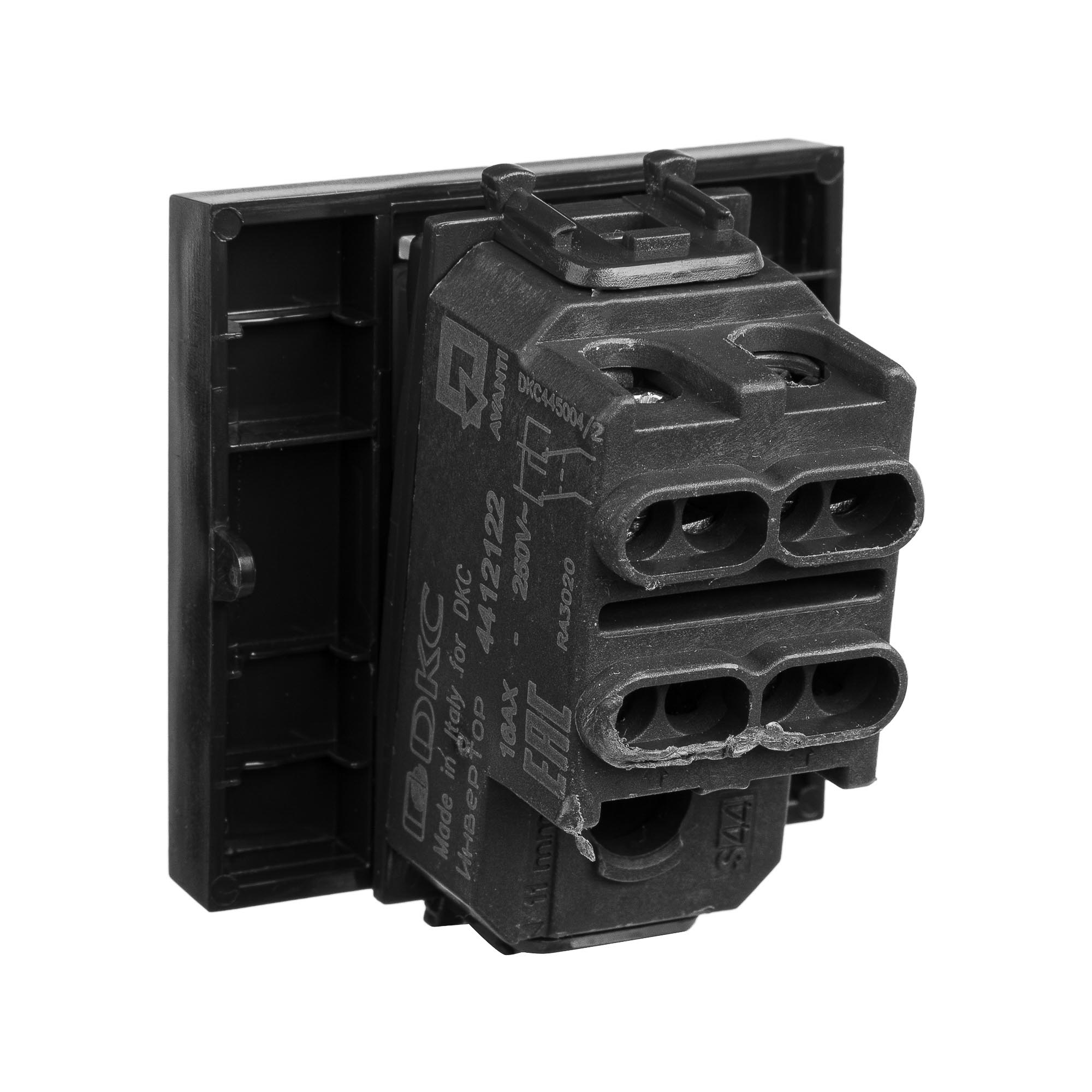 Инвертор одноклавишный модульный, "Avanti", "Черный матовый", 2 модуля