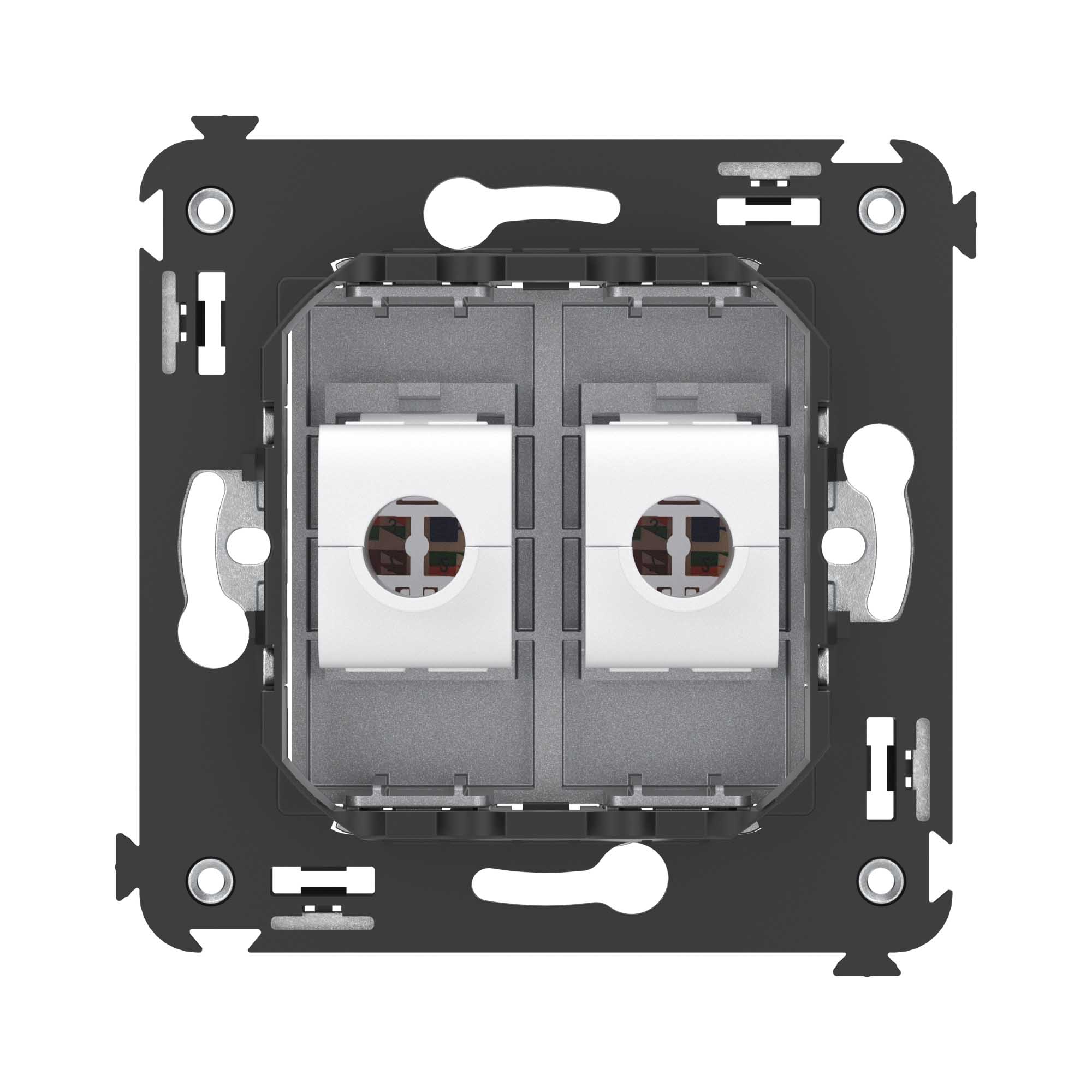 Компьютерная розетка RJ-45 без шторки в стену, кат.5е двойная, "Avanti", "Закаленная сталь"