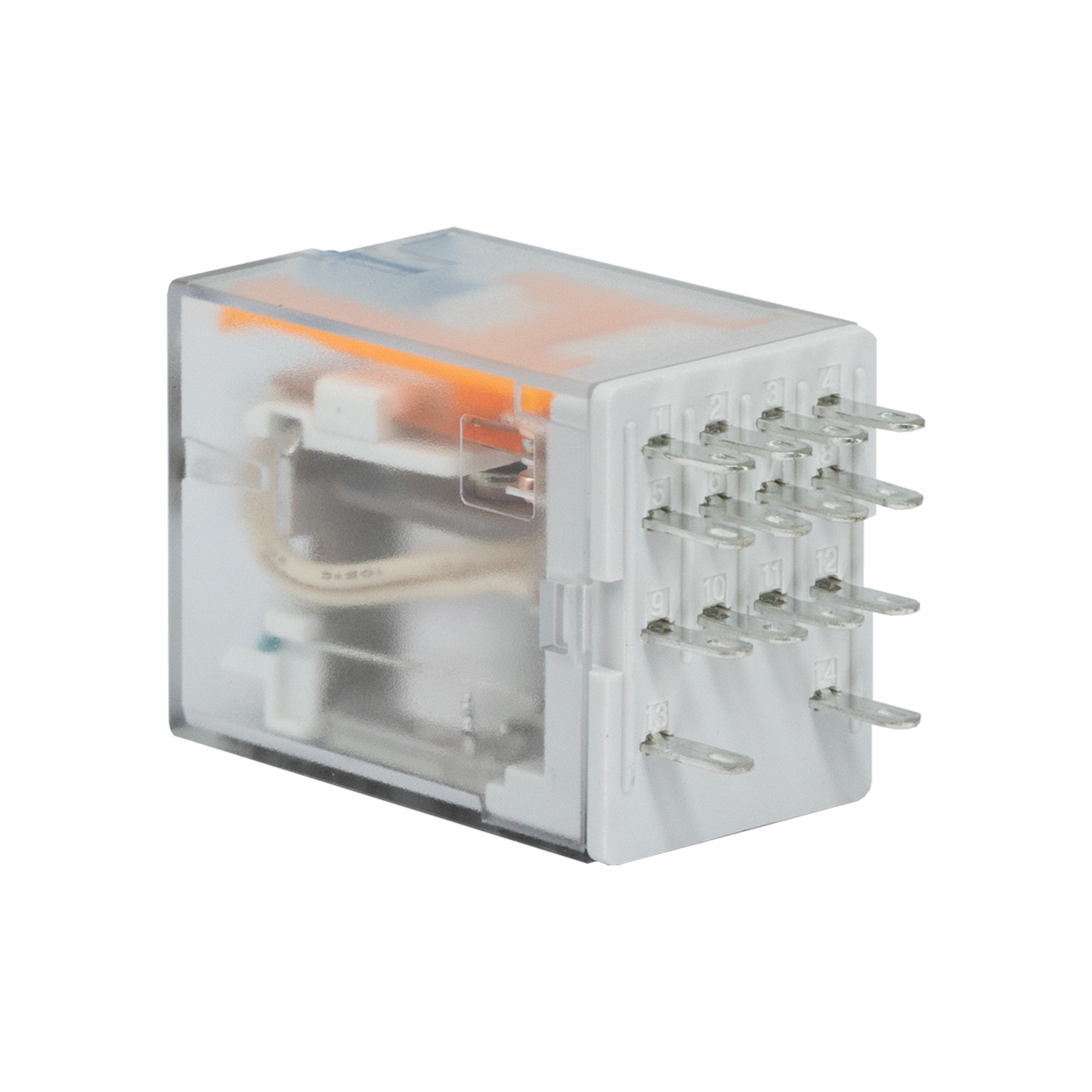 Реле миниатюрное промышленное общего назначения c норм. срабатыванием 0,6UN , 4CO, ком. ток 6А, AgSnO2, напряжение 220V DC, опция: тест- кнопка+светодиод+защитный диод