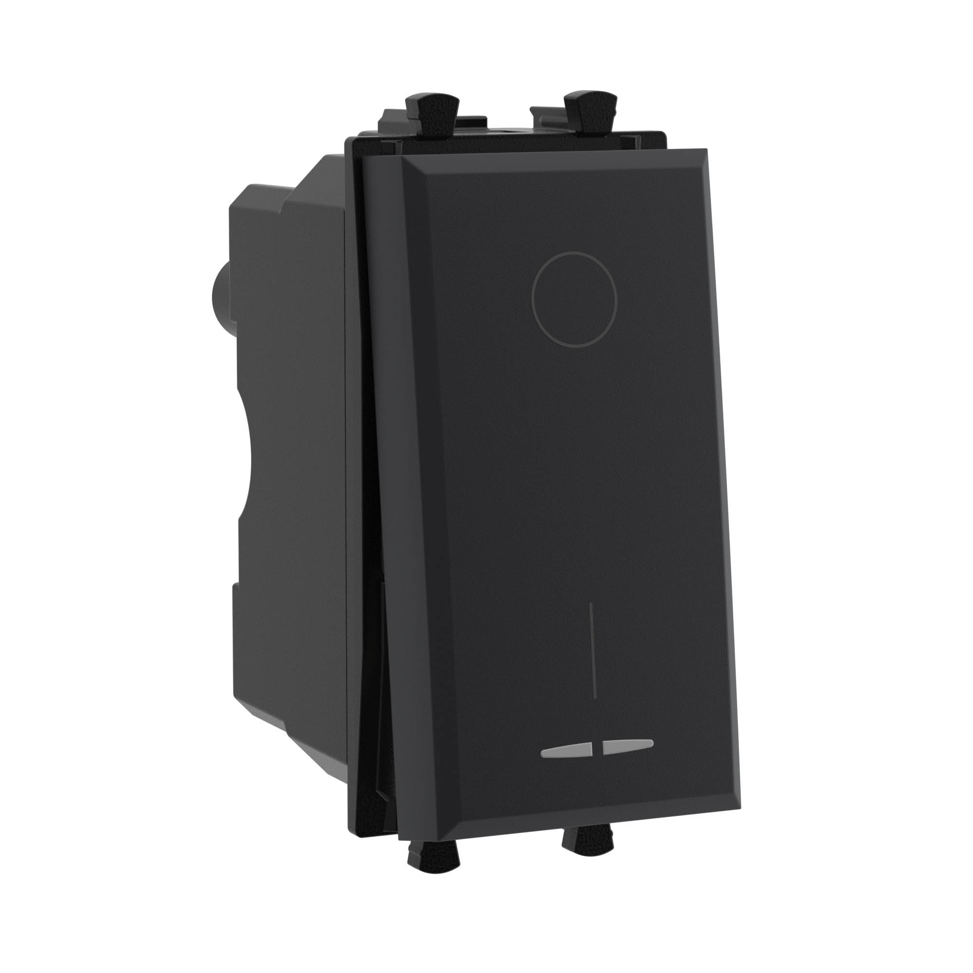 Выключатель двухполюсный модульный, "Avanti", "Черный матовый", 1 модуль