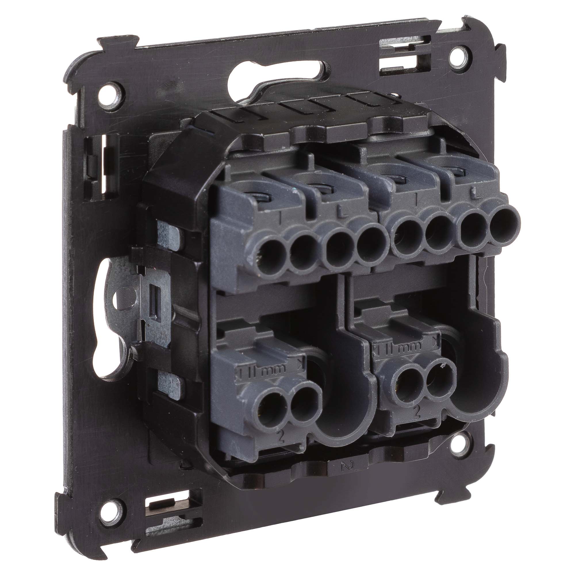 Переключатель двухклавишный в стену, "Avanti", "Черный матовый"