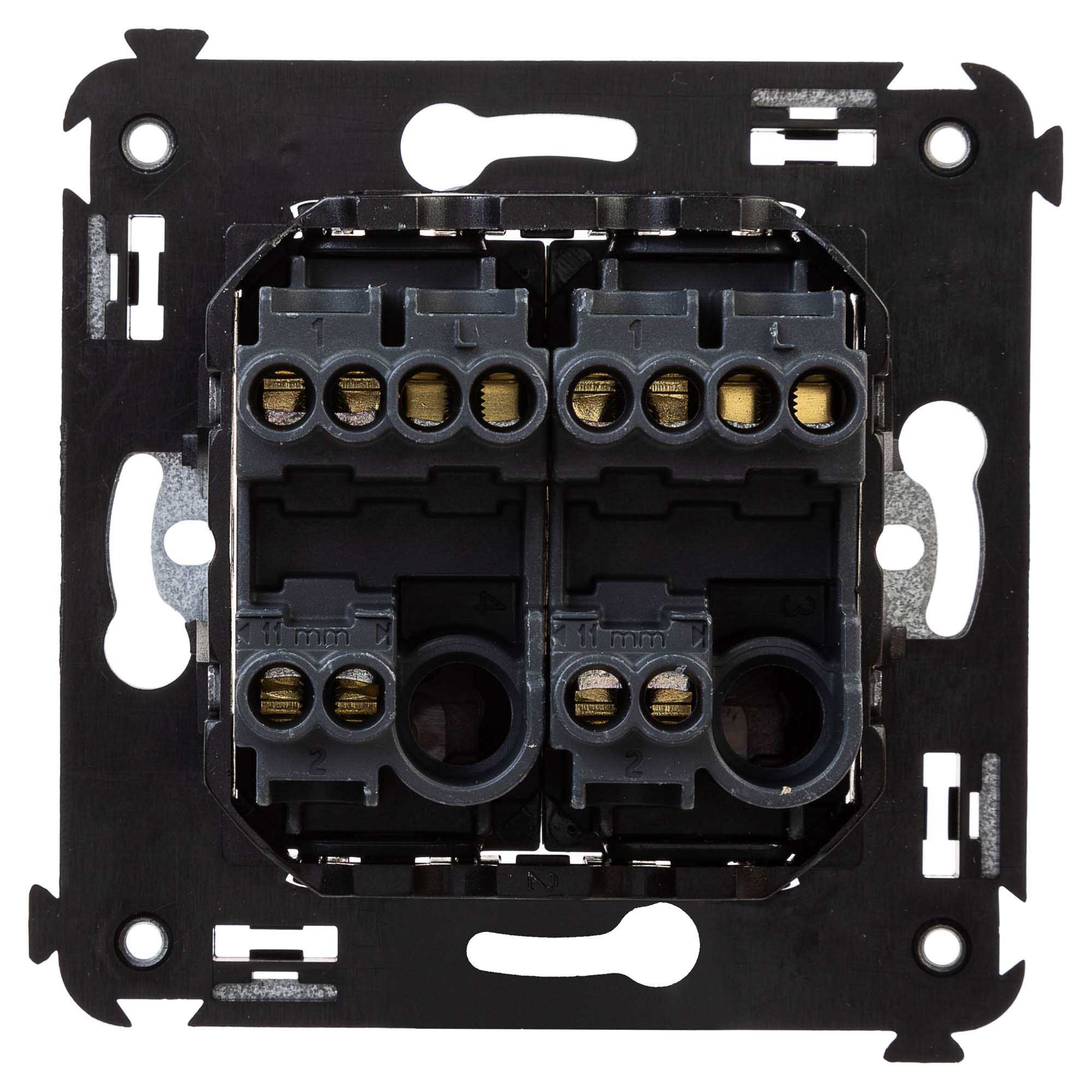 Переключатель двухклавишный в стену, "Avanti", "Черный матовый"