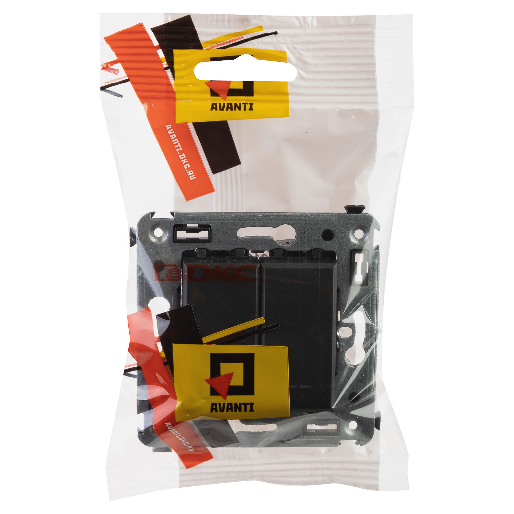 Переключатель двухклавишный в стену, "Avanti", "Черный матовый"