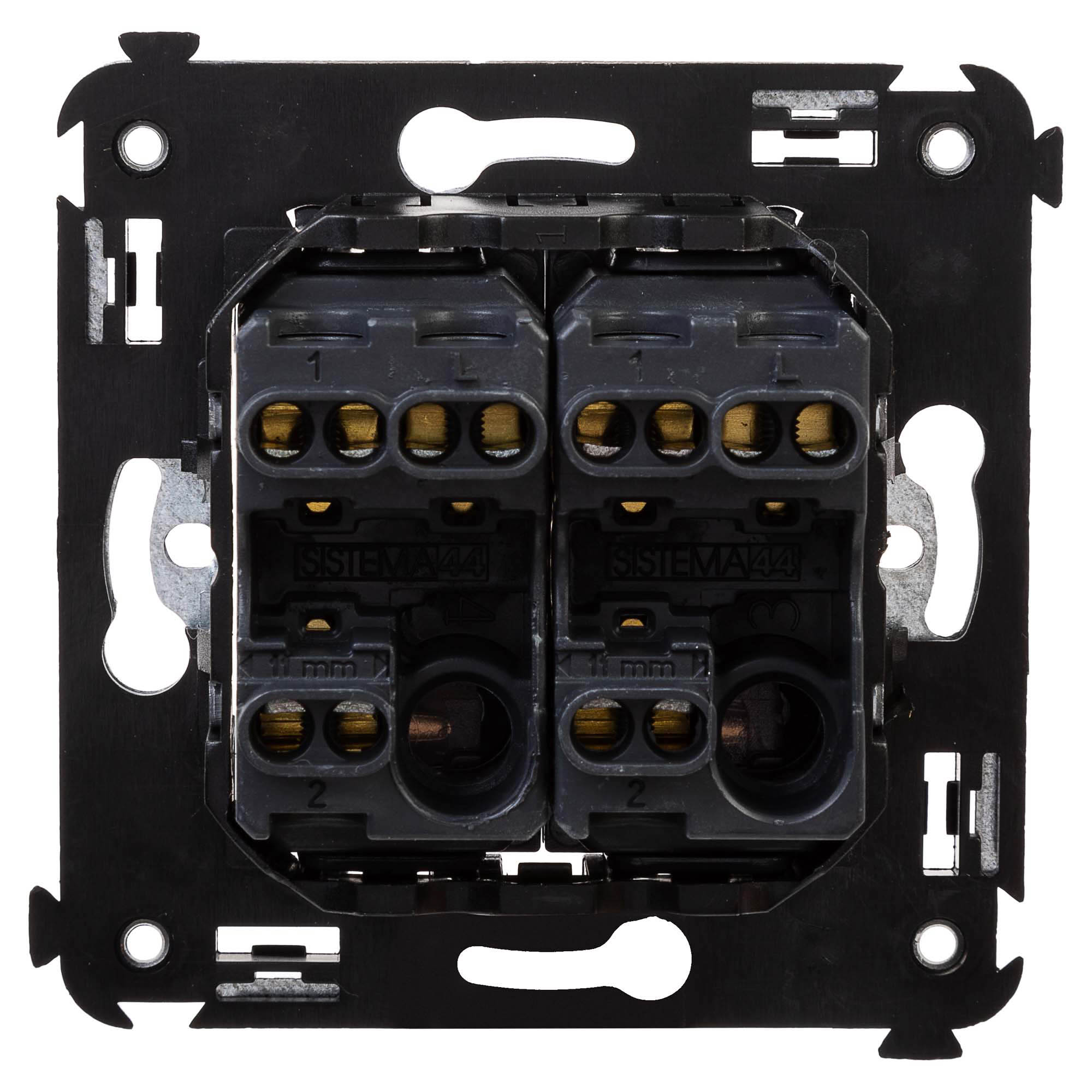 Переключатель двухклавишный в стену, "Avanti", "Закаленная сталь"