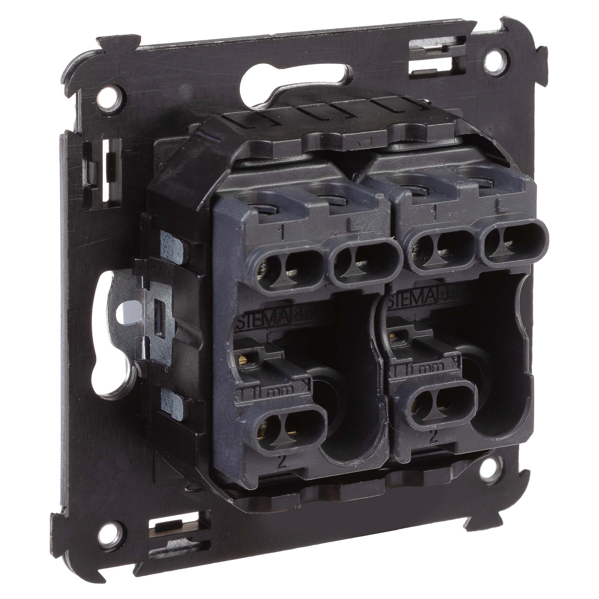 Переключатель двухклавишный в стену, "Avanti", "Закаленная сталь"