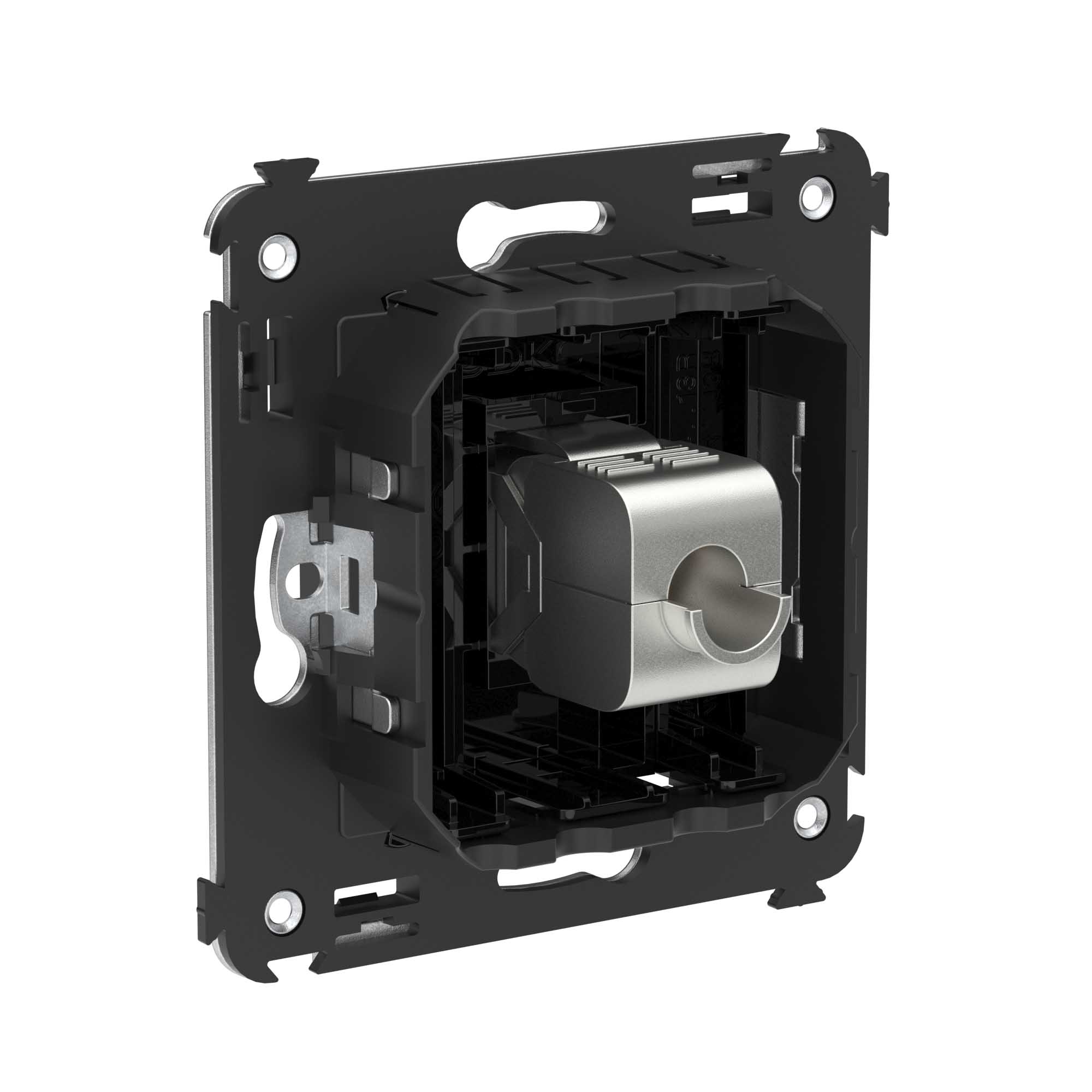 Компьютерная розетка RJ-45 без шторки в стену, кат.5e одинарная экранированная, "Avanti", "Черный квадрат"