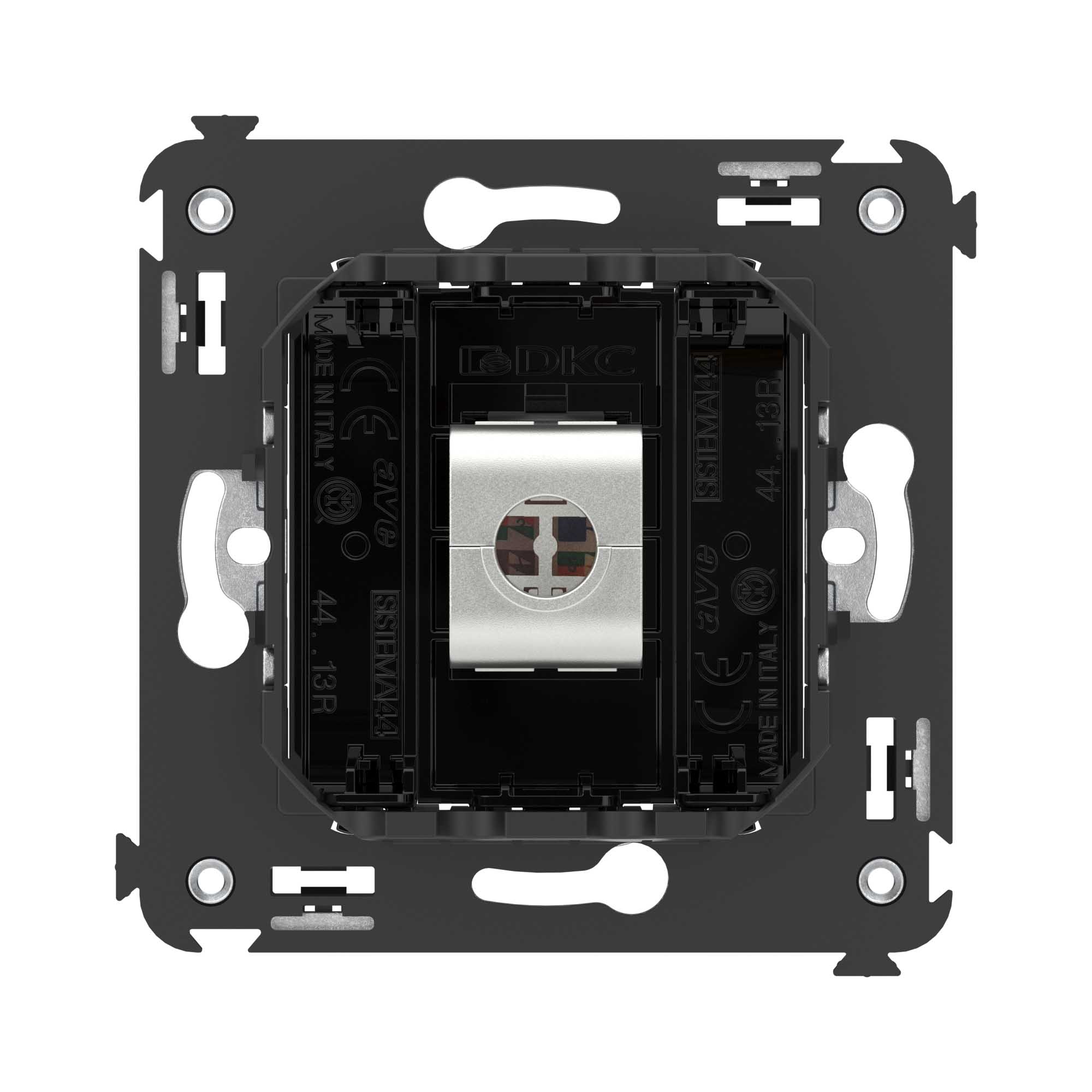 Компьютерная розетка RJ-45 без шторки в стену, кат.5e одинарная экранированная, "Avanti", "Черный квадрат"