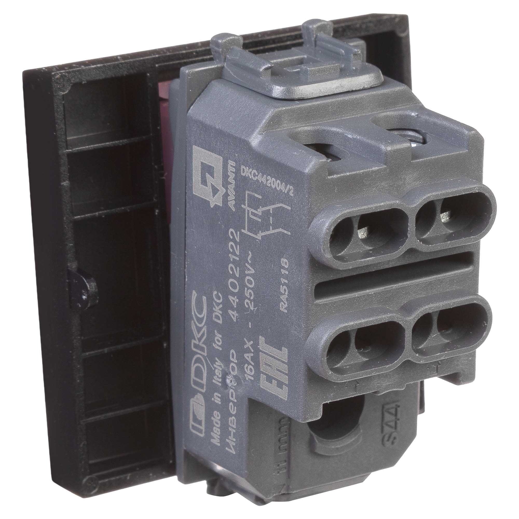 Инвертор одноклавишный модульный, "Avanti", "Черный квадрат", 2 модуля