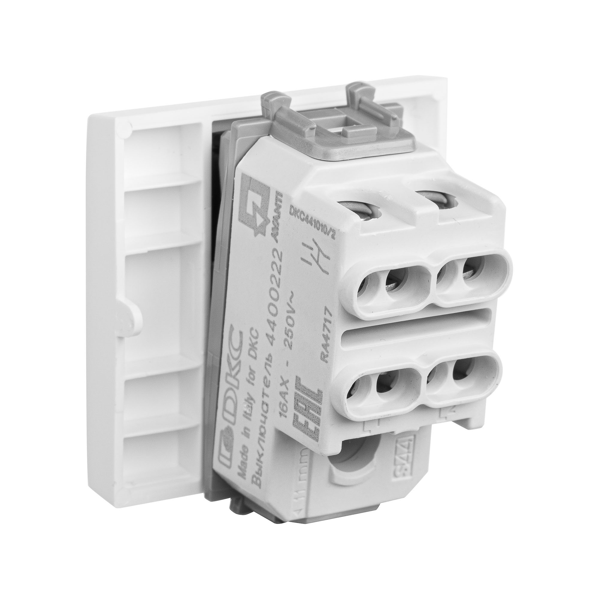 Выключатель двухполюсный одноклавишный модульный, "Avanti", "Белое облако", 2 модуля