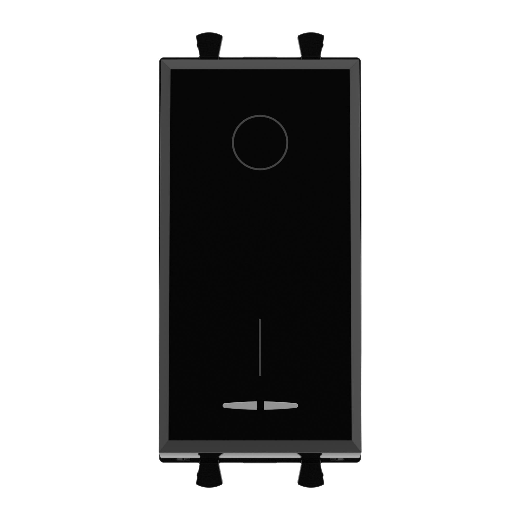 Выключатель двухполюсный одноклавишный модульный, "Avanti", "Черный квадрат", 1 модуль