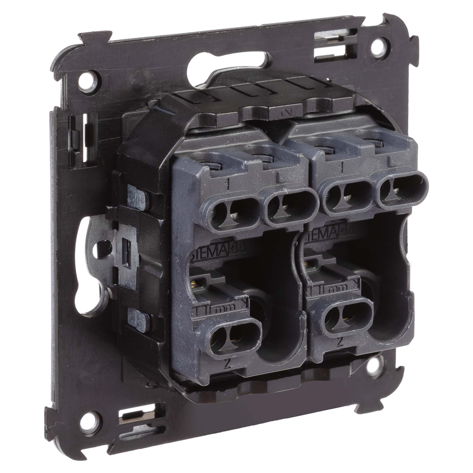 Переключатель двухклавишный в стену, "Avanti", "Черный квадрат"