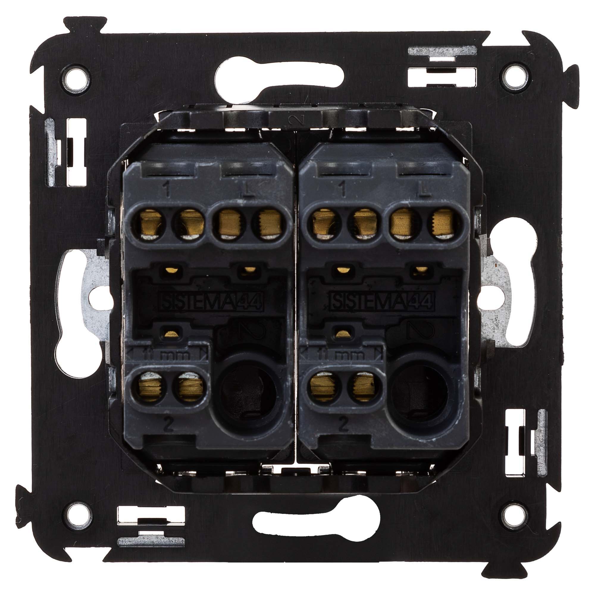 Переключатель двухклавишный в стену, "Avanti", "Черный квадрат"