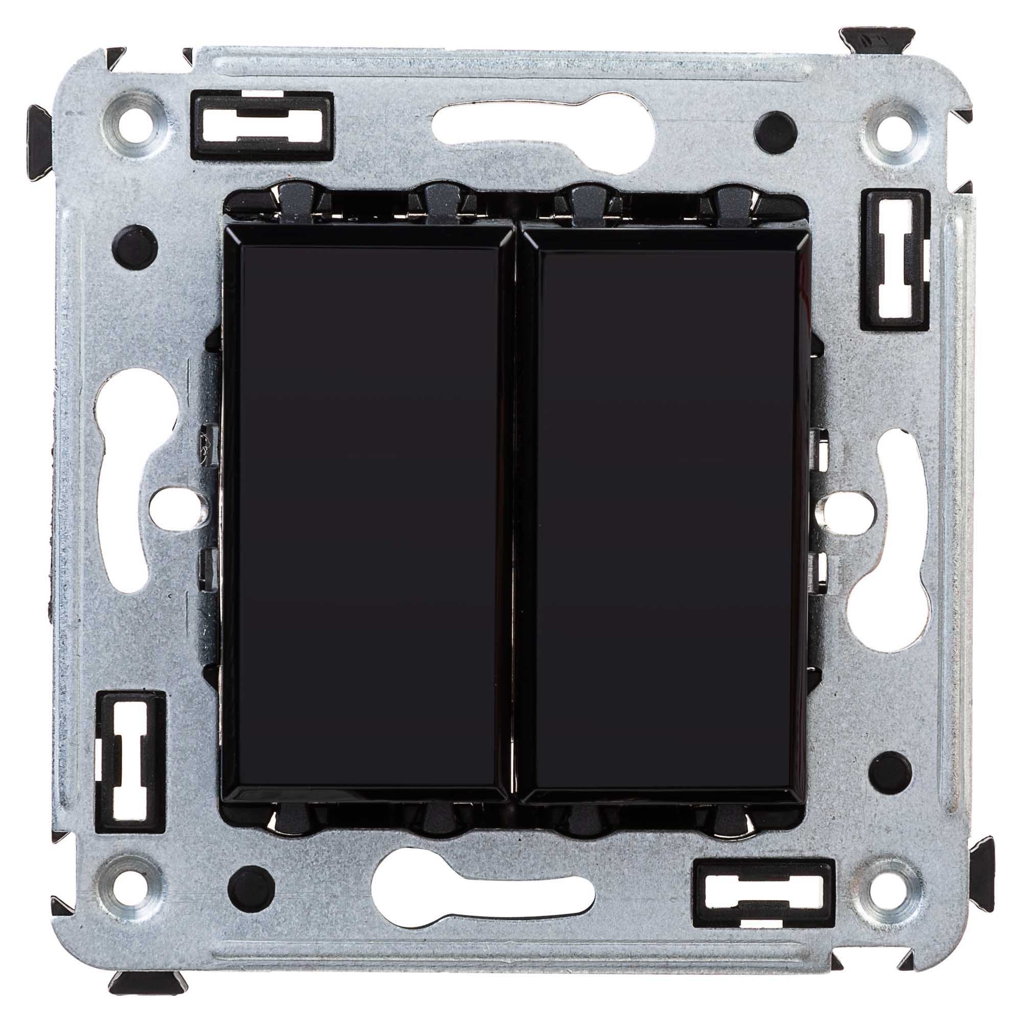 Переключатель двухклавишный в стену, "Avanti", "Черный квадрат"