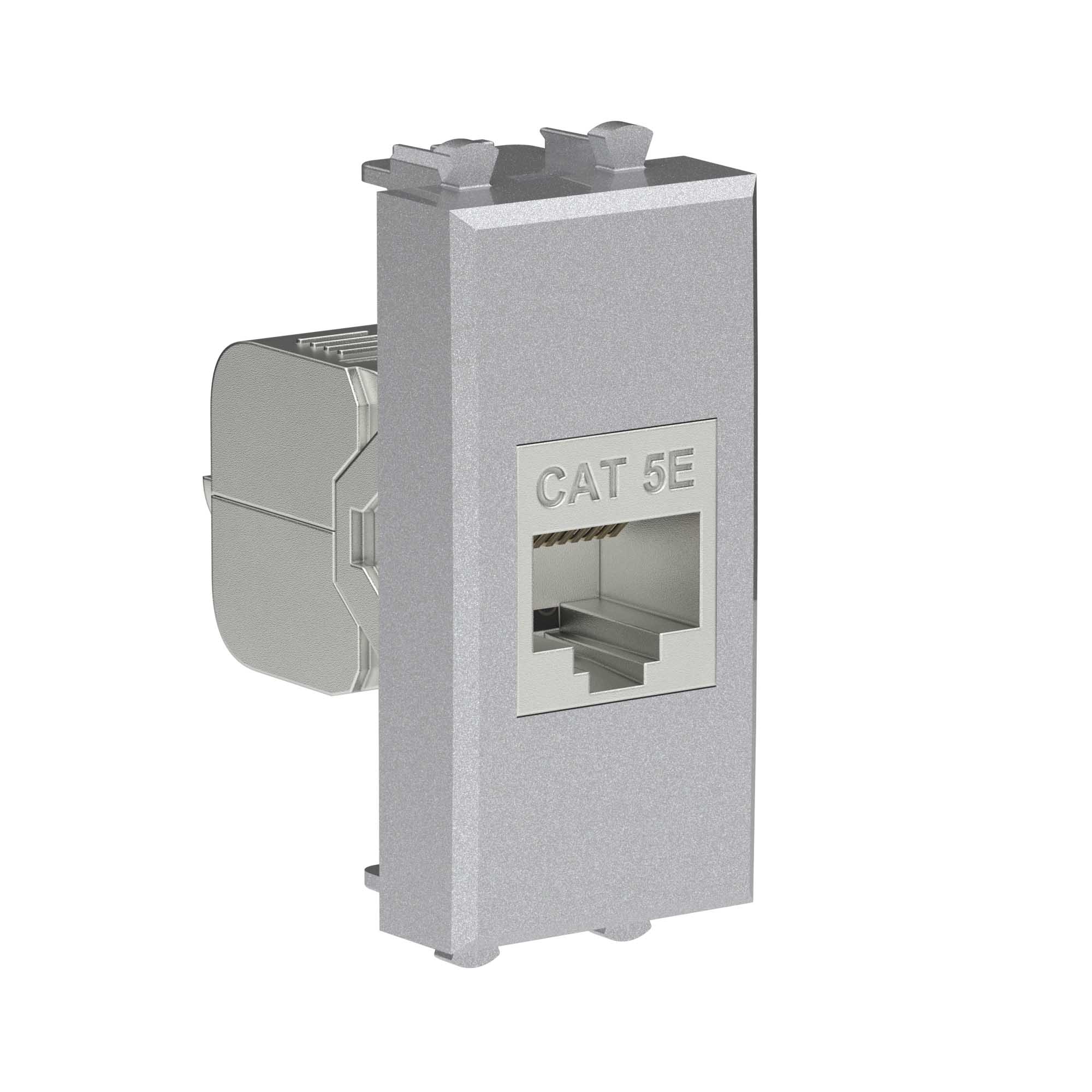 Компьютерная розетка RJ-45 без шторки модульная, кат.5е экранированная, "Avanti", "Закаленная сталь", 1 модуль