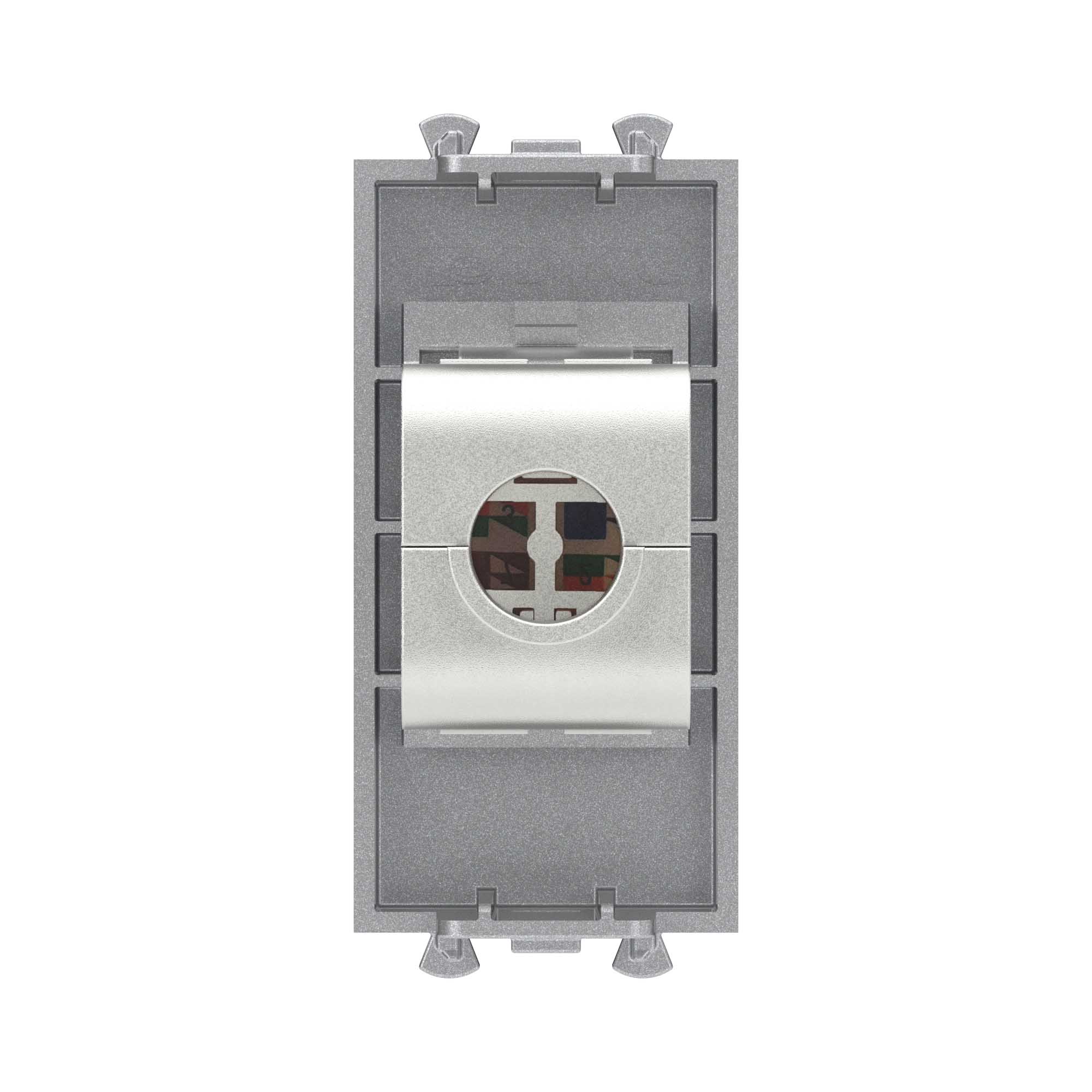 Компьютерная розетка RJ-45 без шторки модульная, кат.5е экранированная, "Avanti", "Закаленная сталь", 1 модуль