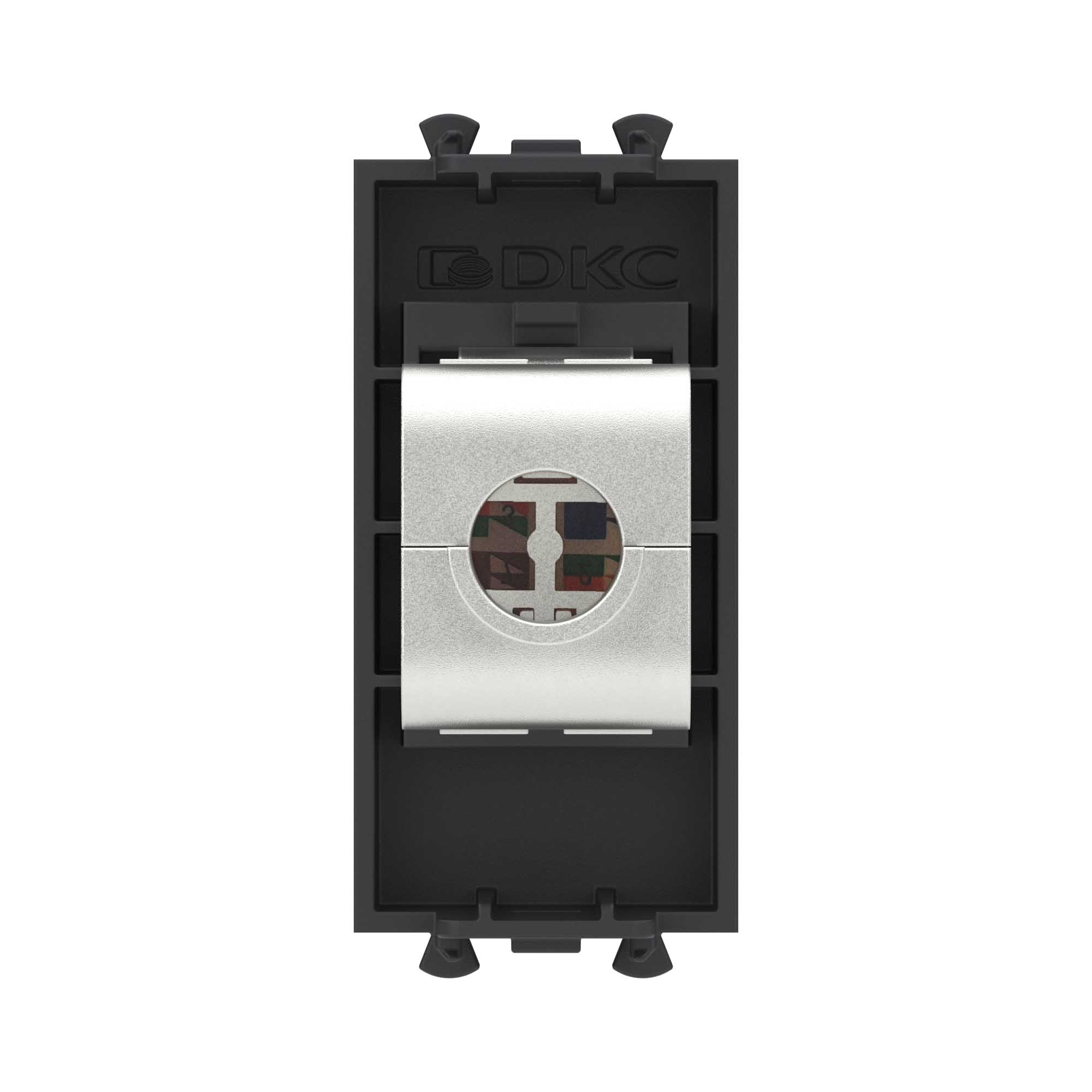 Компьютерная розетка RJ-45 без шторки модульная, кат.5е экранированная, "Avanti", "Черный матовый", 1 модуль