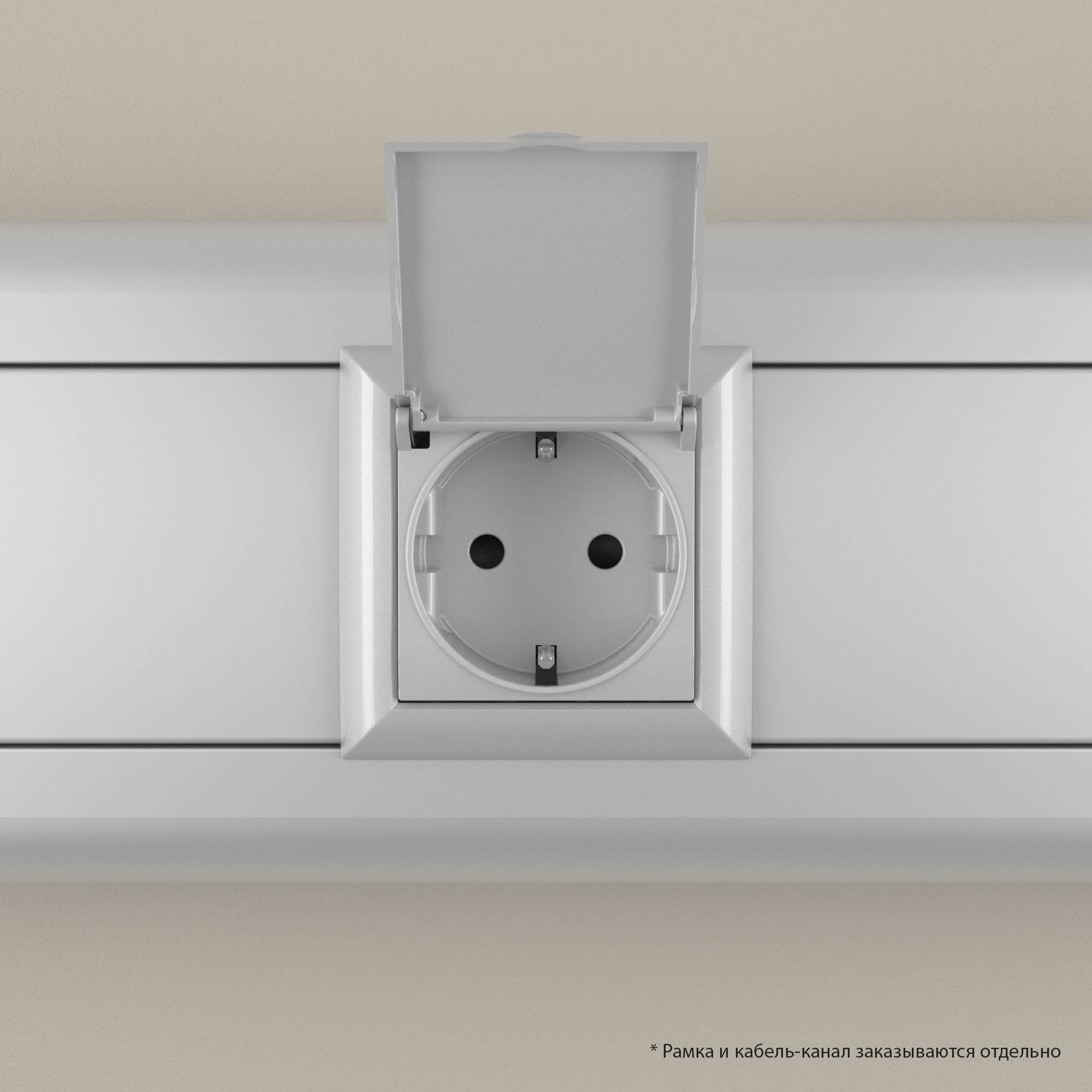 Розетка с крышкой модульная, 2P+E, с з/ш, "Avanti", "Закаленная сталь",2 модуля