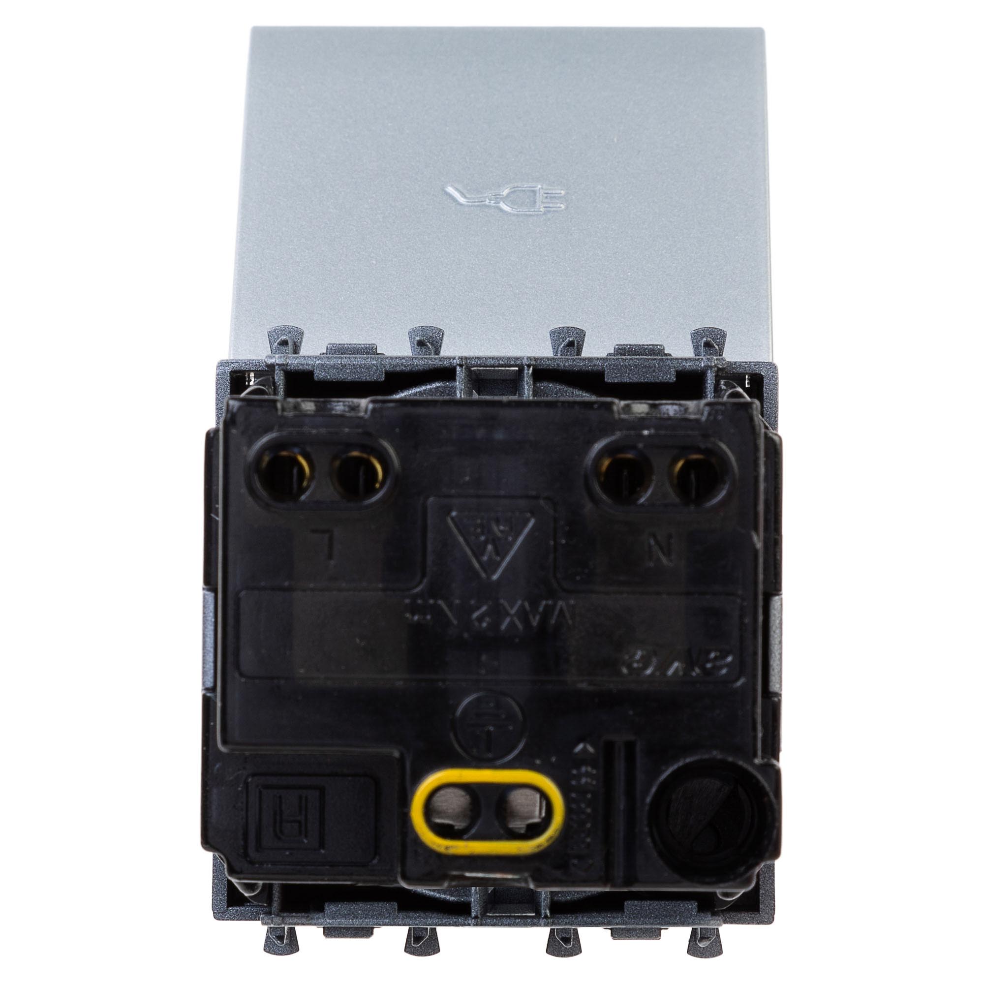 Розетка с крышкой модульная, 2P+E, с з/ш, "Avanti", "Закаленная сталь",2 модуля