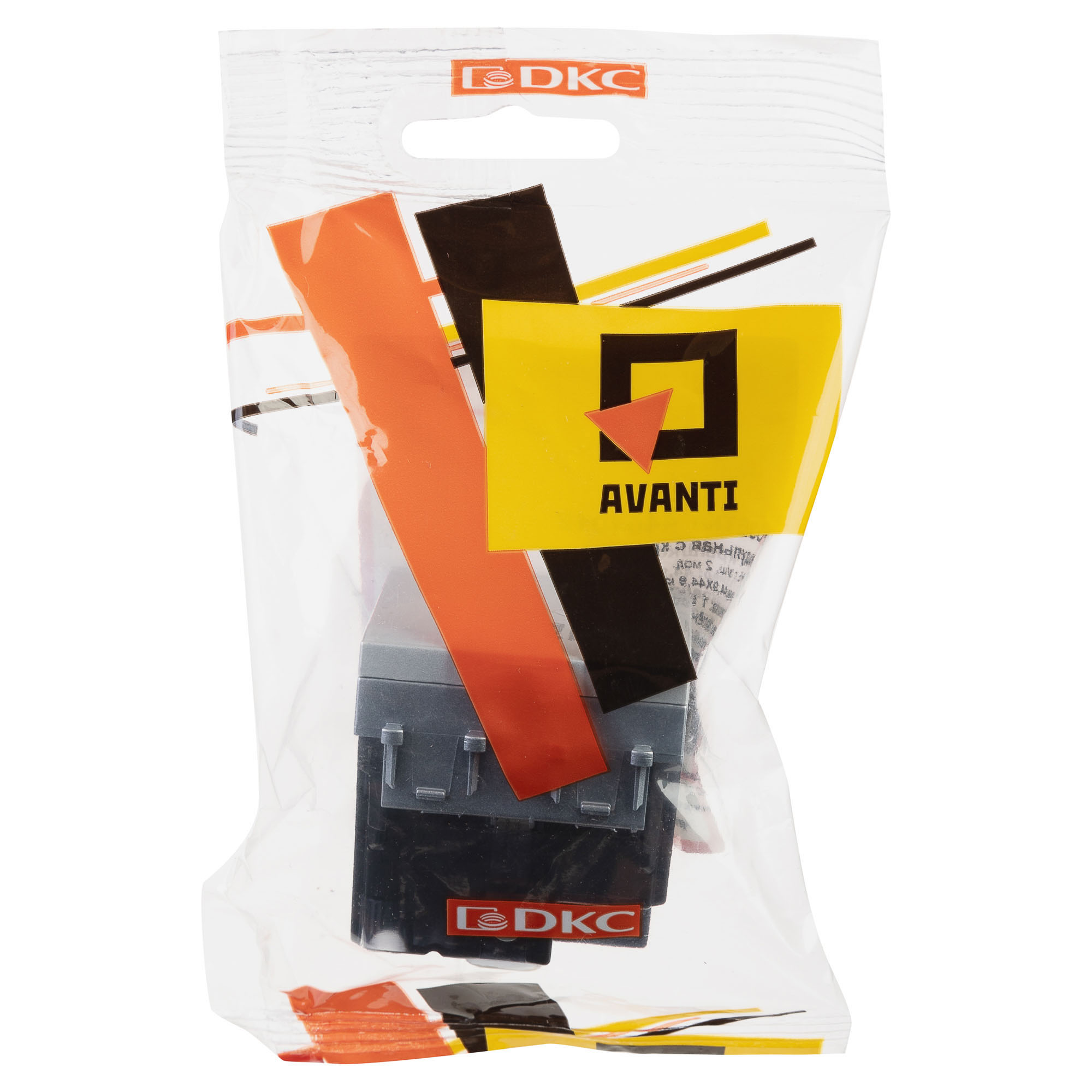 Розетка с крышкой модульная, 2P+E, с з/ш, "Avanti", "Закаленная сталь",2 модуля