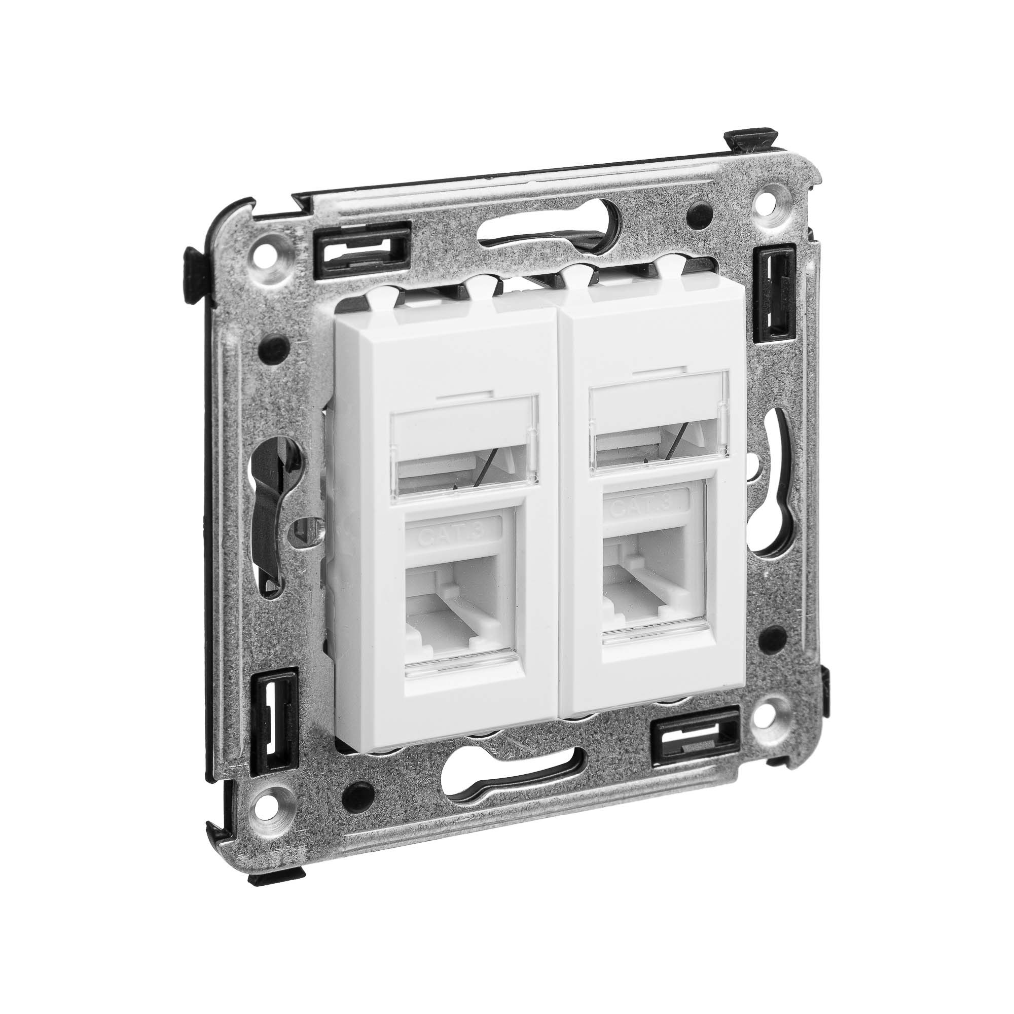 Телефонная розетка RJ-12 в стену двойная, "Avanti", "Белое облако"