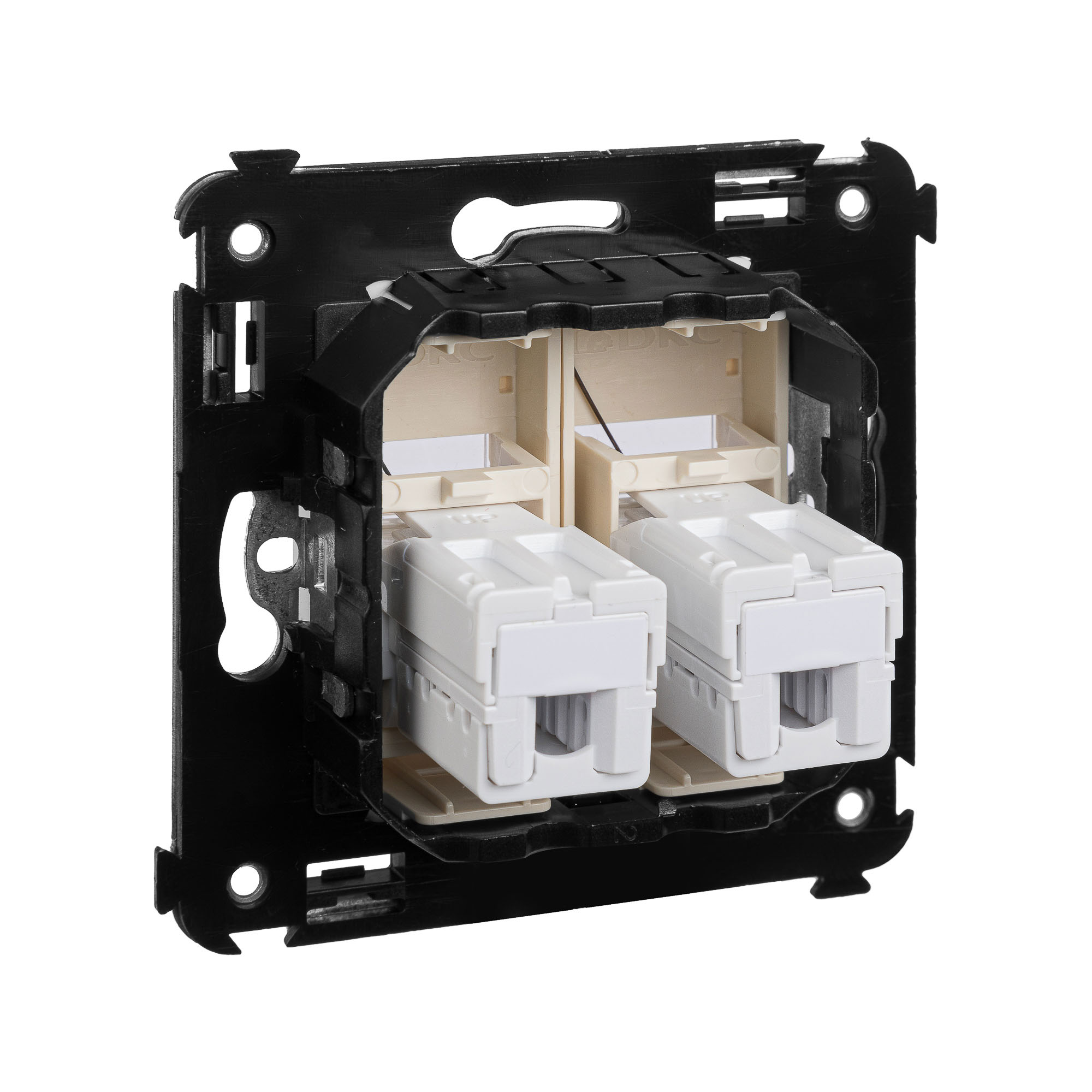 Телефонная розетка RJ-12 в стену двойная, "Avanti", "Ванильная дымка"