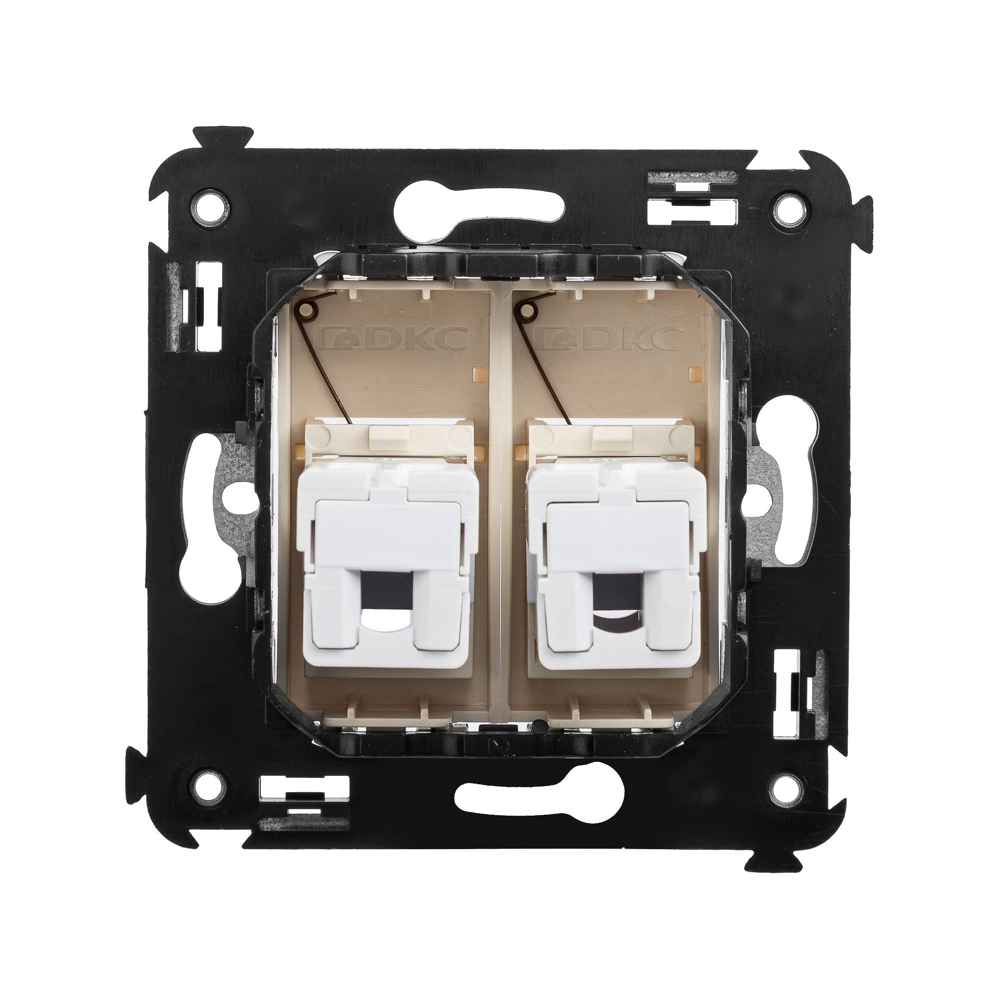 Телефонная розетка RJ-12 в стену двойная, "Avanti", "Ванильная дымка"