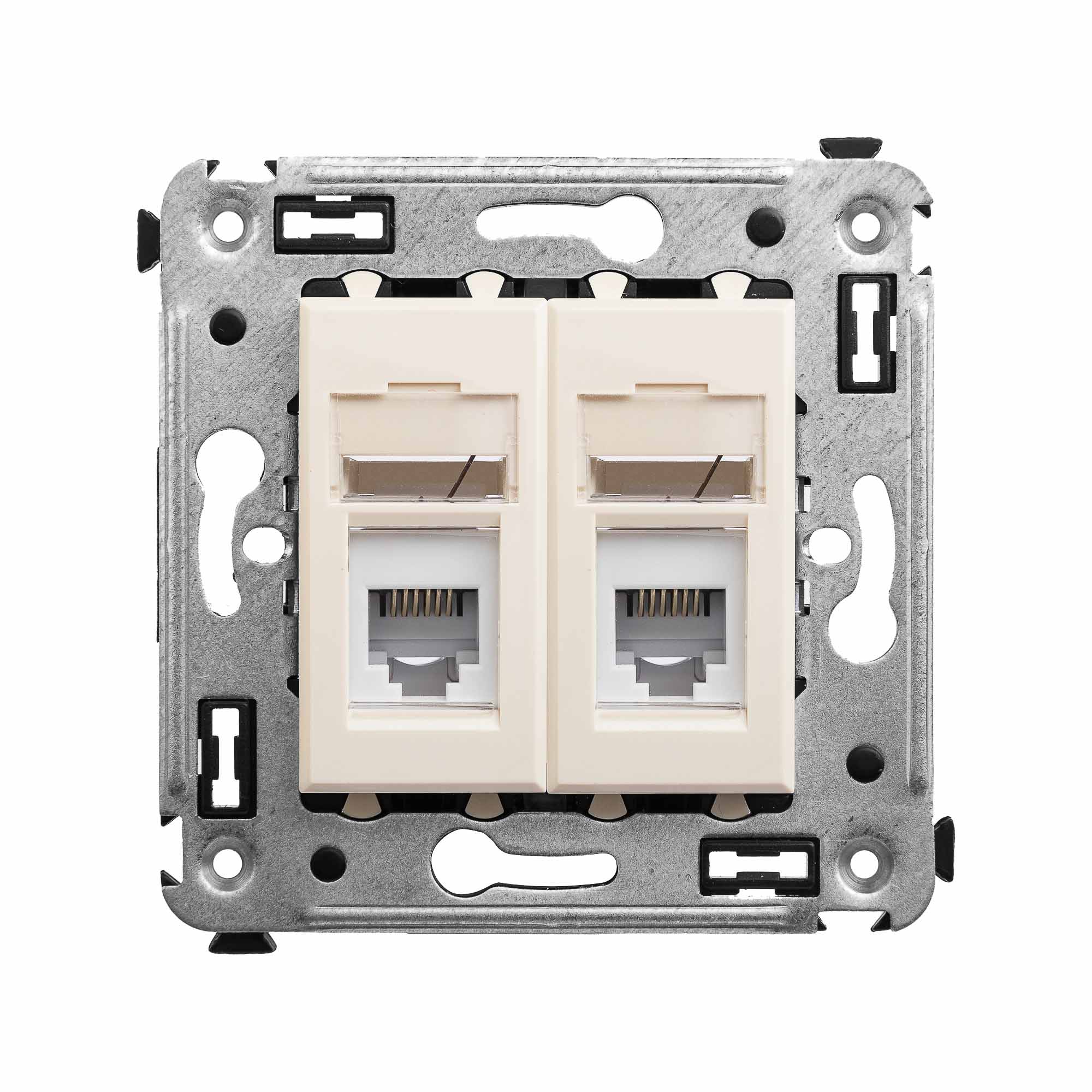 Телефонная розетка RJ-12 в стену двойная, "Avanti", "Ванильная дымка"