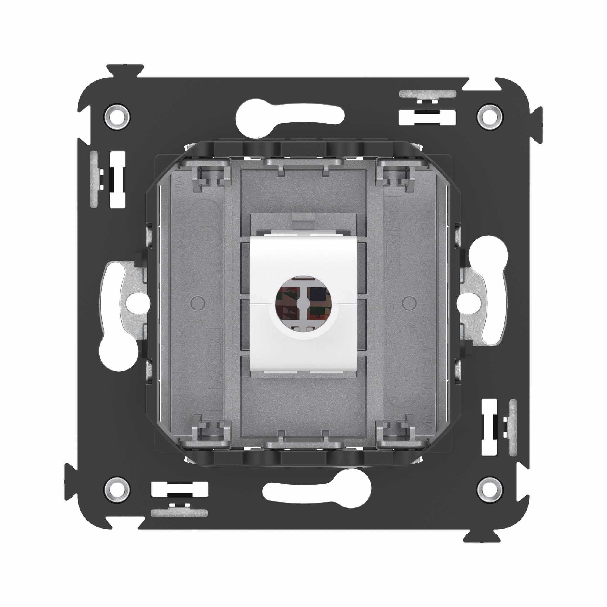 Компьютерная розетка RJ-45 без шторки в стену, кат.6 одинарная, "Avanti", "Закаленная сталь"