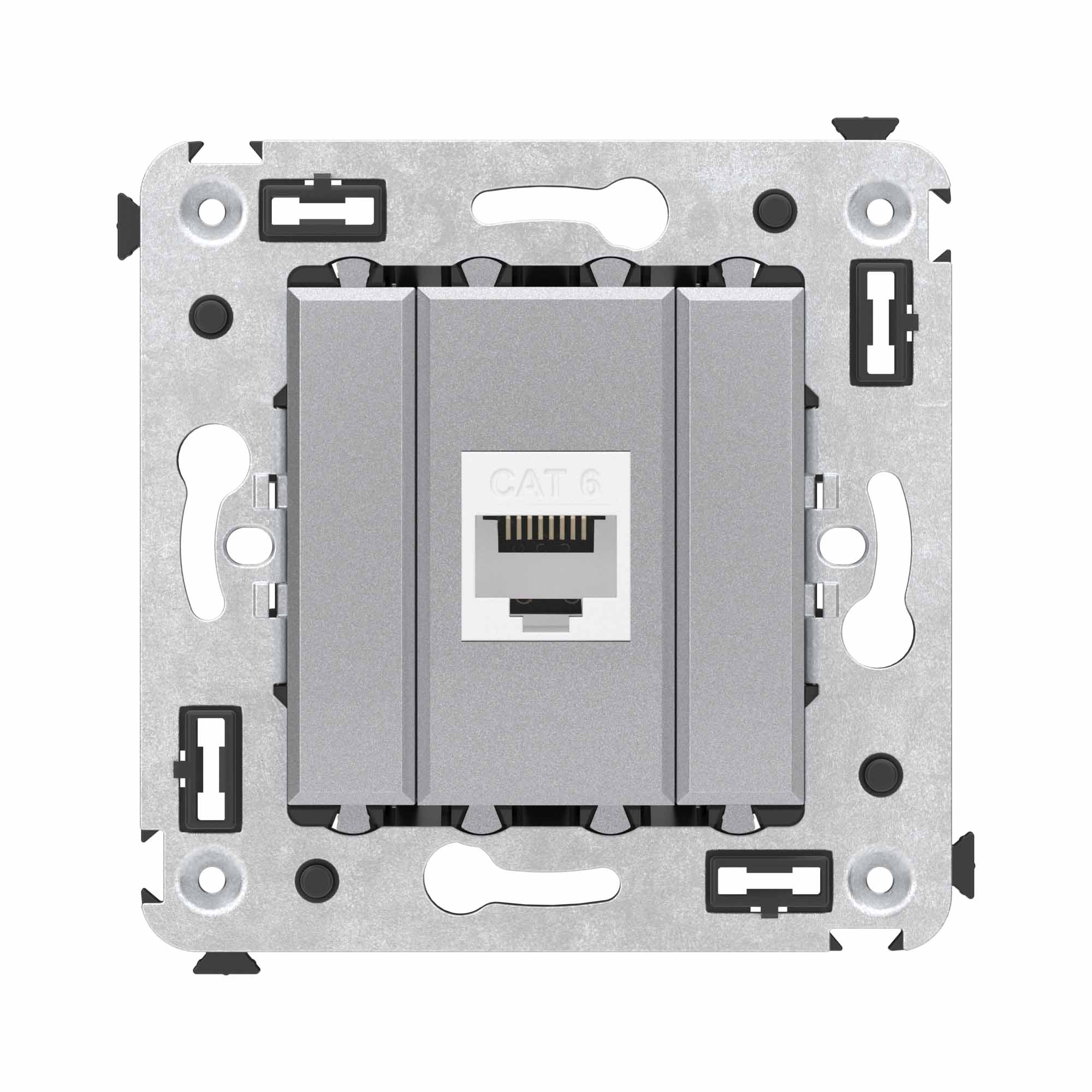 Компьютерная розетка RJ-45 без шторки в стену, кат.6 одинарная, "Avanti", "Закаленная сталь"