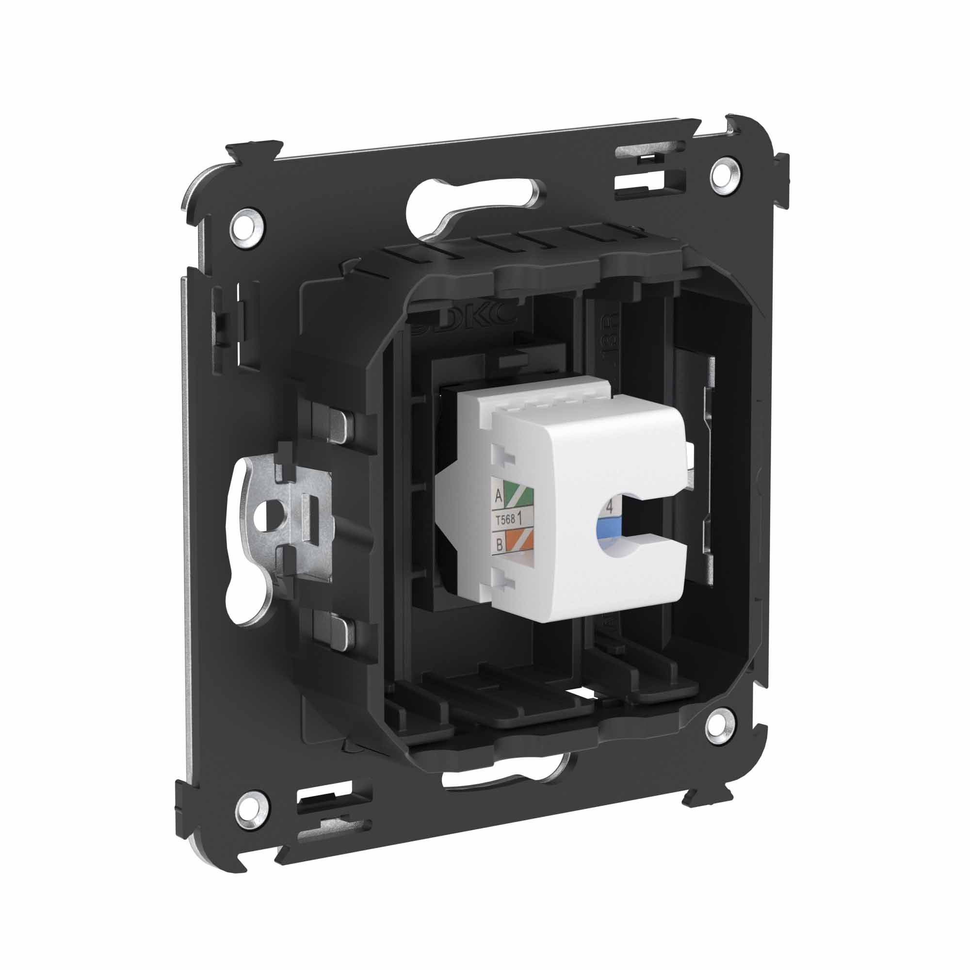 Компьютерная розетка RJ-45 без шторки в стену, кат.6 одинарная, "Avanti", "Черный матовый"