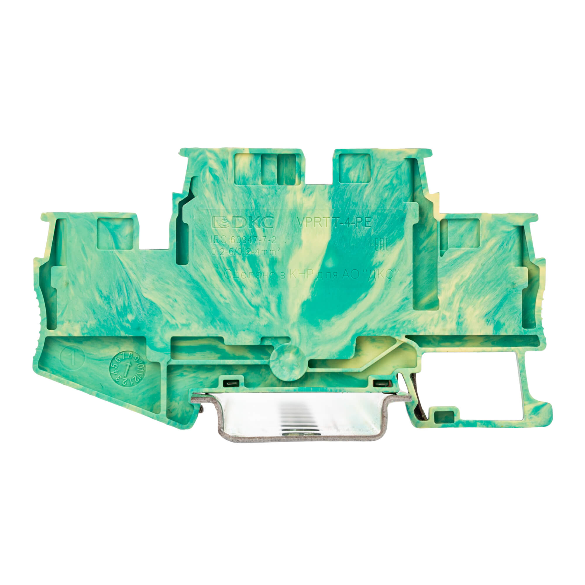 Клемма заземления двухуровневая, зажим push-in, 4 точки подключения, 4 кв.мм