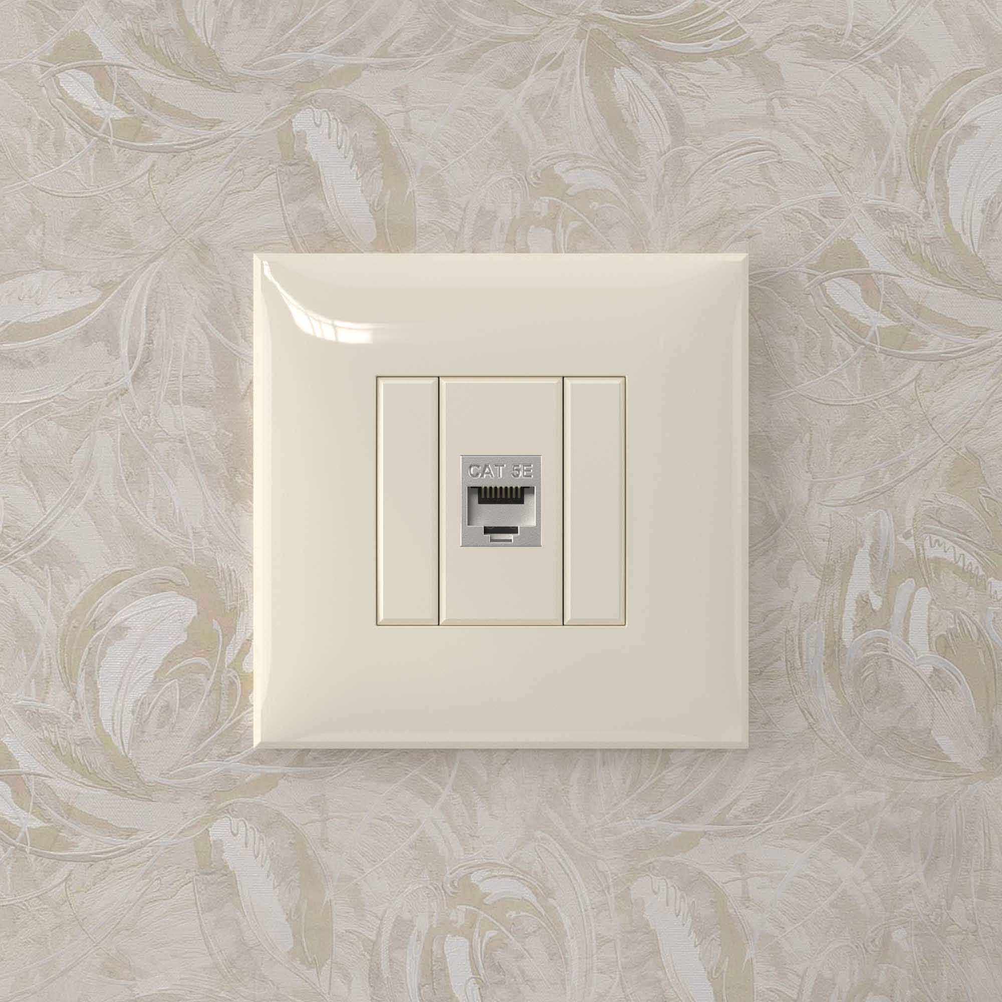 Компьютерная розетка RJ-45 без шторки в стену, кат.5e одинарная экранированная, "Avanti", "Ванильная дымка"