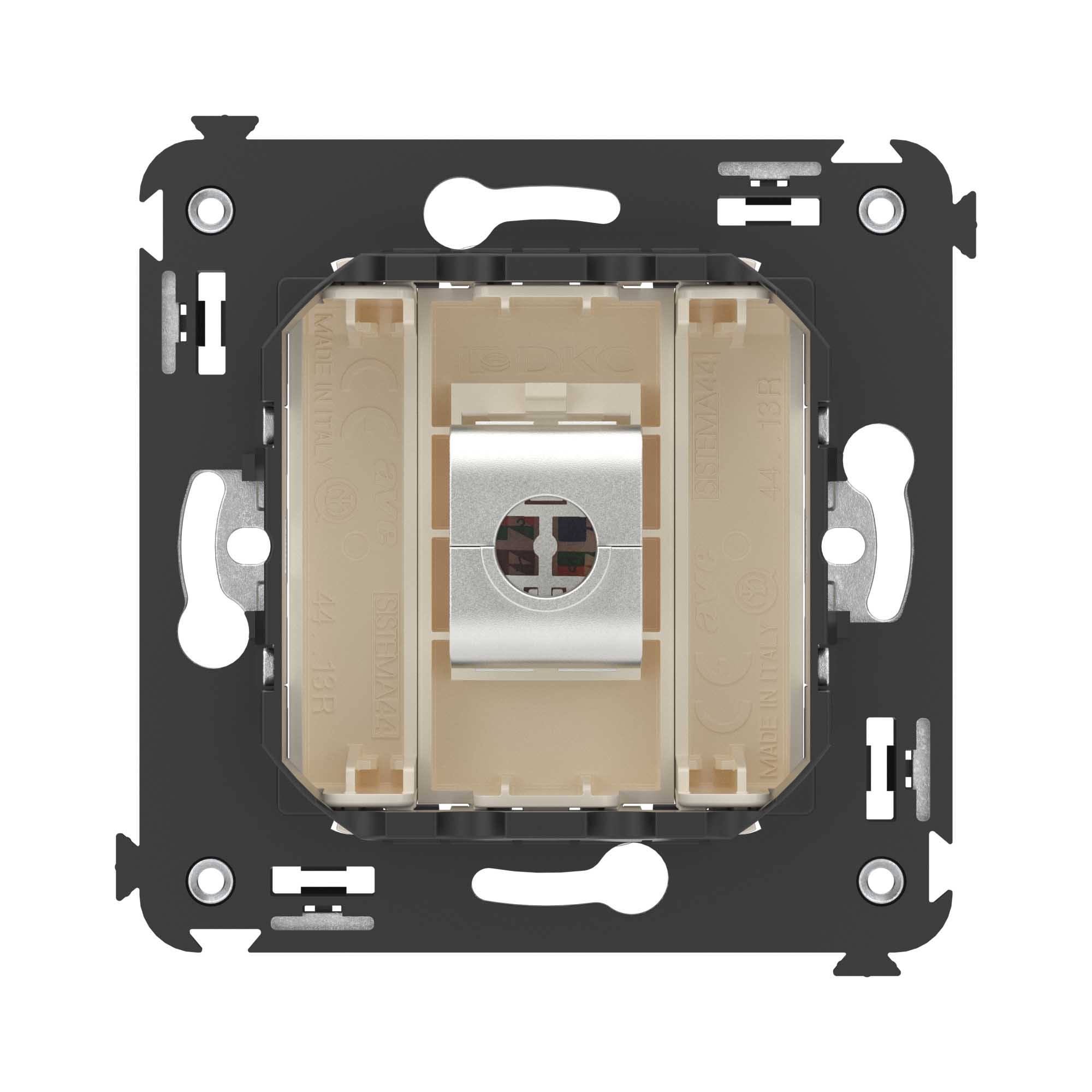 Компьютерная розетка RJ-45 без шторки в стену, кат.5e одинарная экранированная, "Avanti", "Ванильная дымка"
