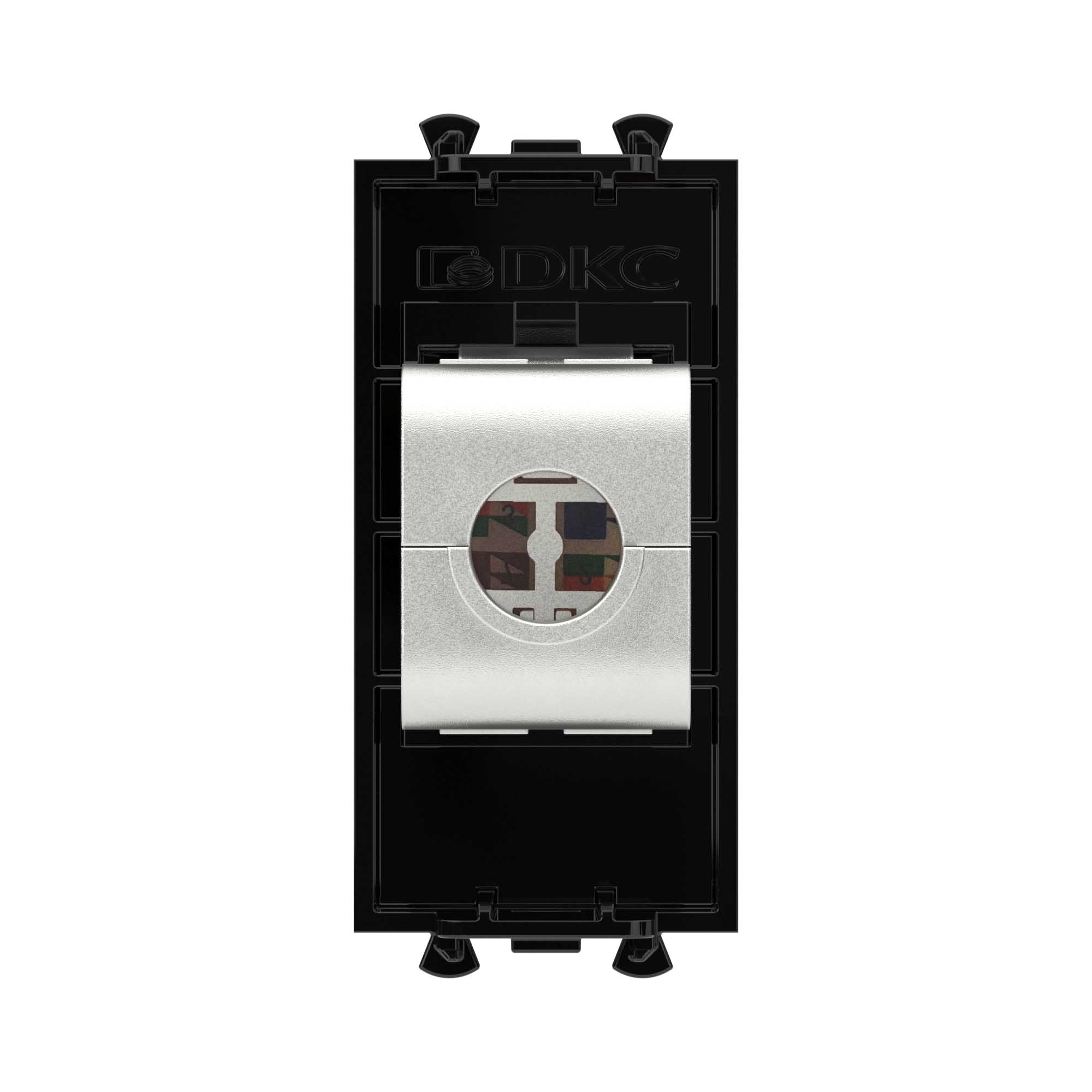 Компьютерная розетка RJ-45 без шторки модульная, кат.5е экранированная, "Avanti", "Черный квадрат", 1 модуль