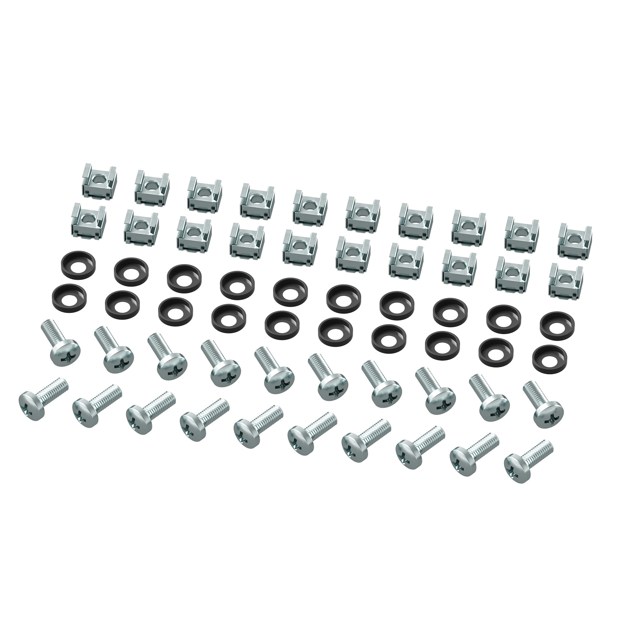 Комплект крепежный - винт, шайба, гайка для напольных 19" IT-корпусов ДКС серии CQE, 20шт