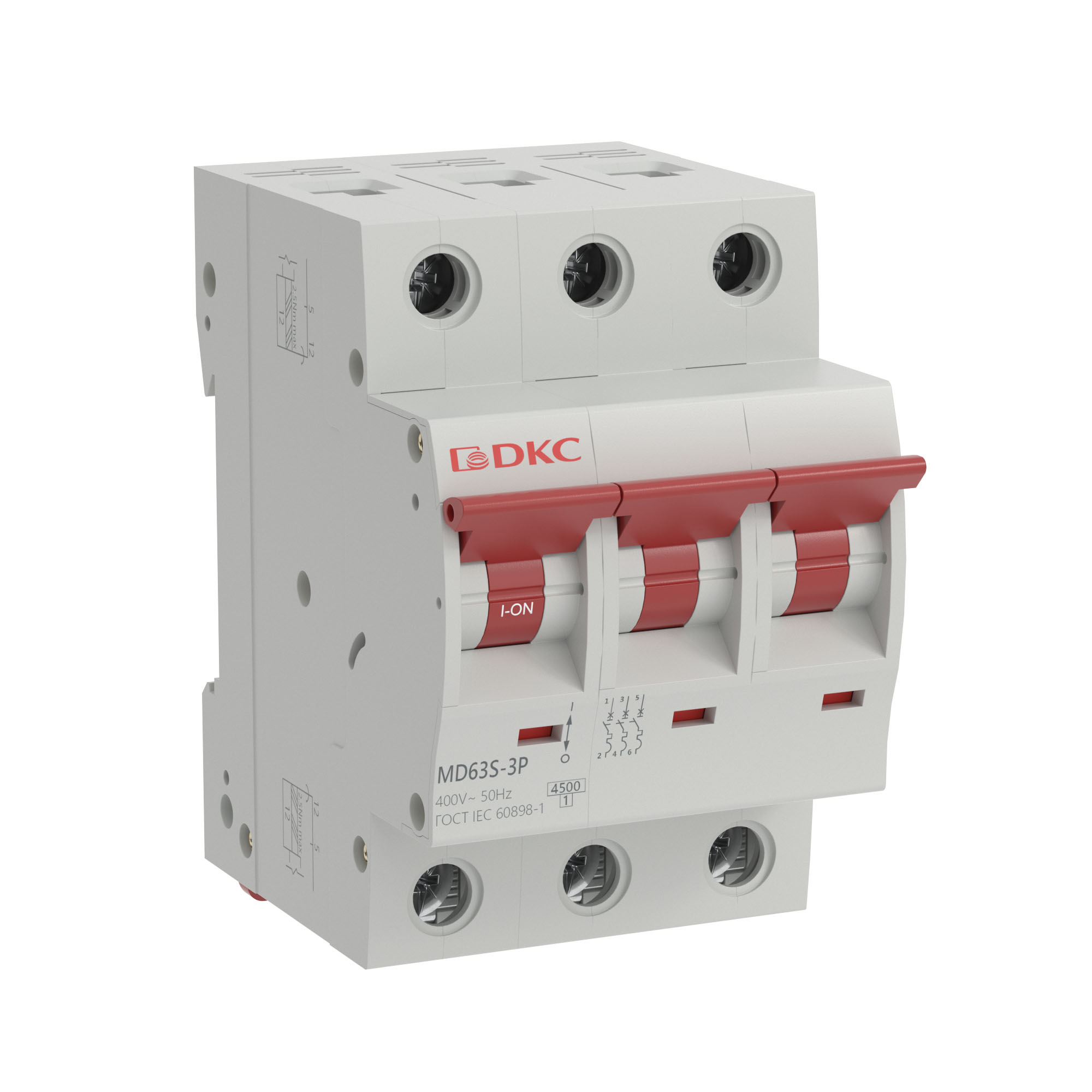 Автоматический выключатель модульный YON max типа MD63S, 4,5кА, 3 полюса, хар-ка C, 1А