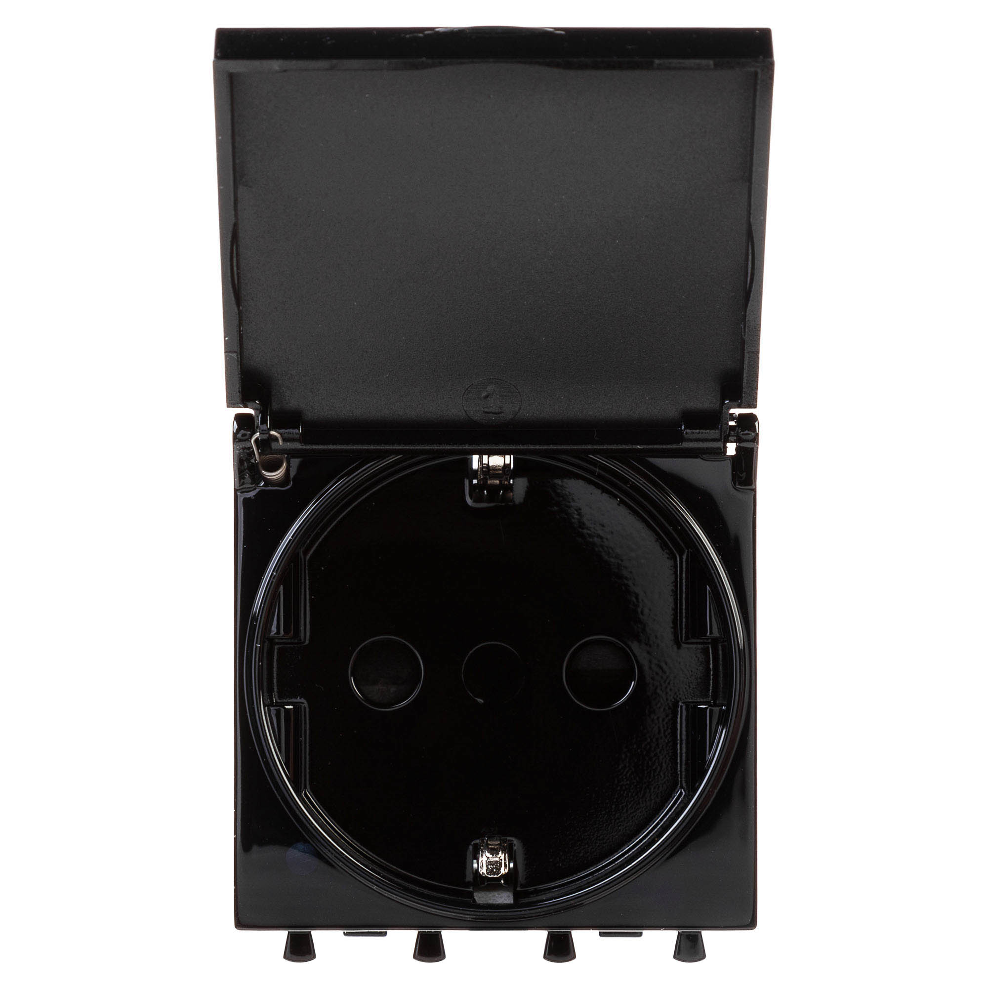 Розетка с крышкой модульная, 2P+E, с з/ш, "Avanti", "Черный квадрат", 2модуля