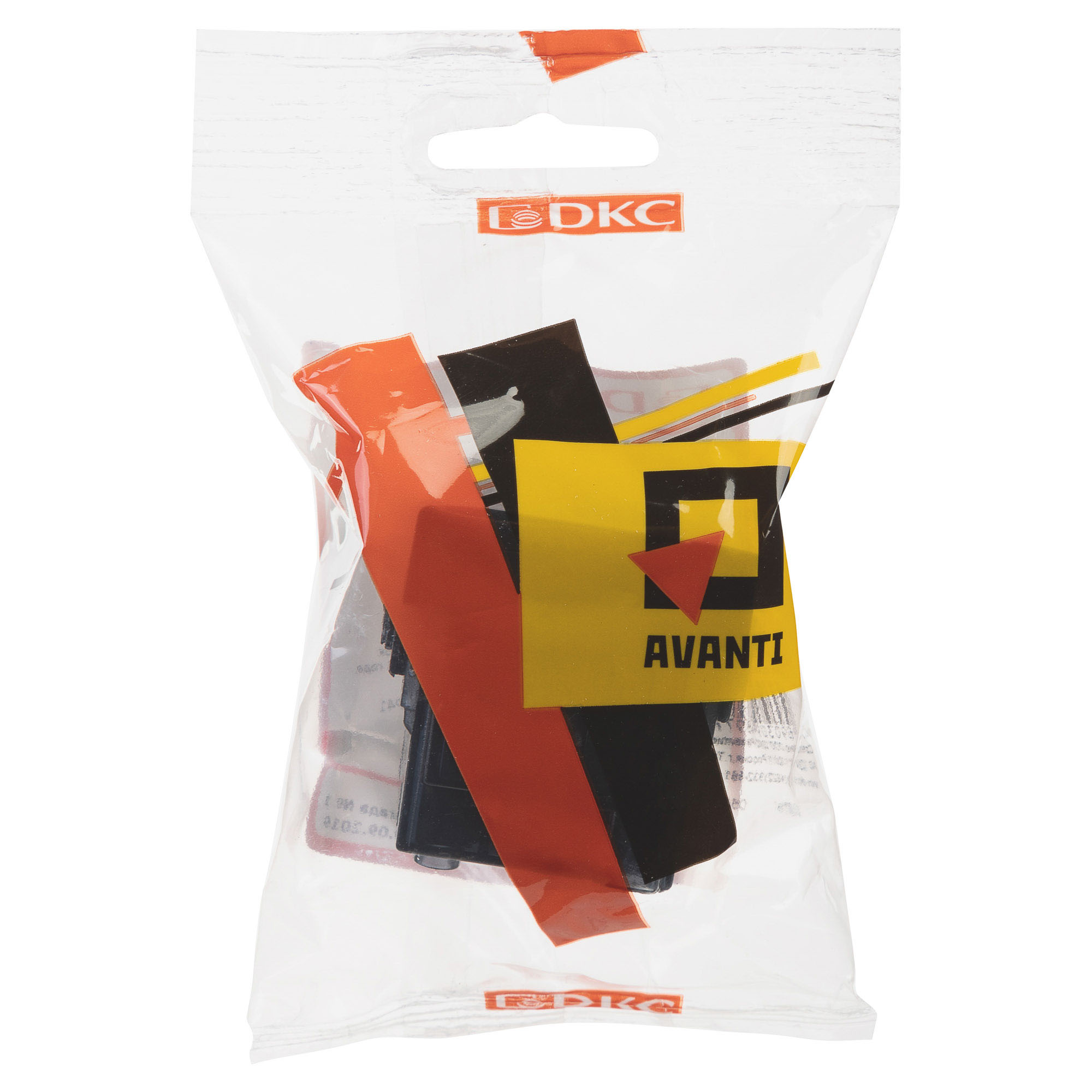 Розетка с крышкой модульная, 2P+E, с з/ш, "Avanti", "Черный квадрат", 2модуля