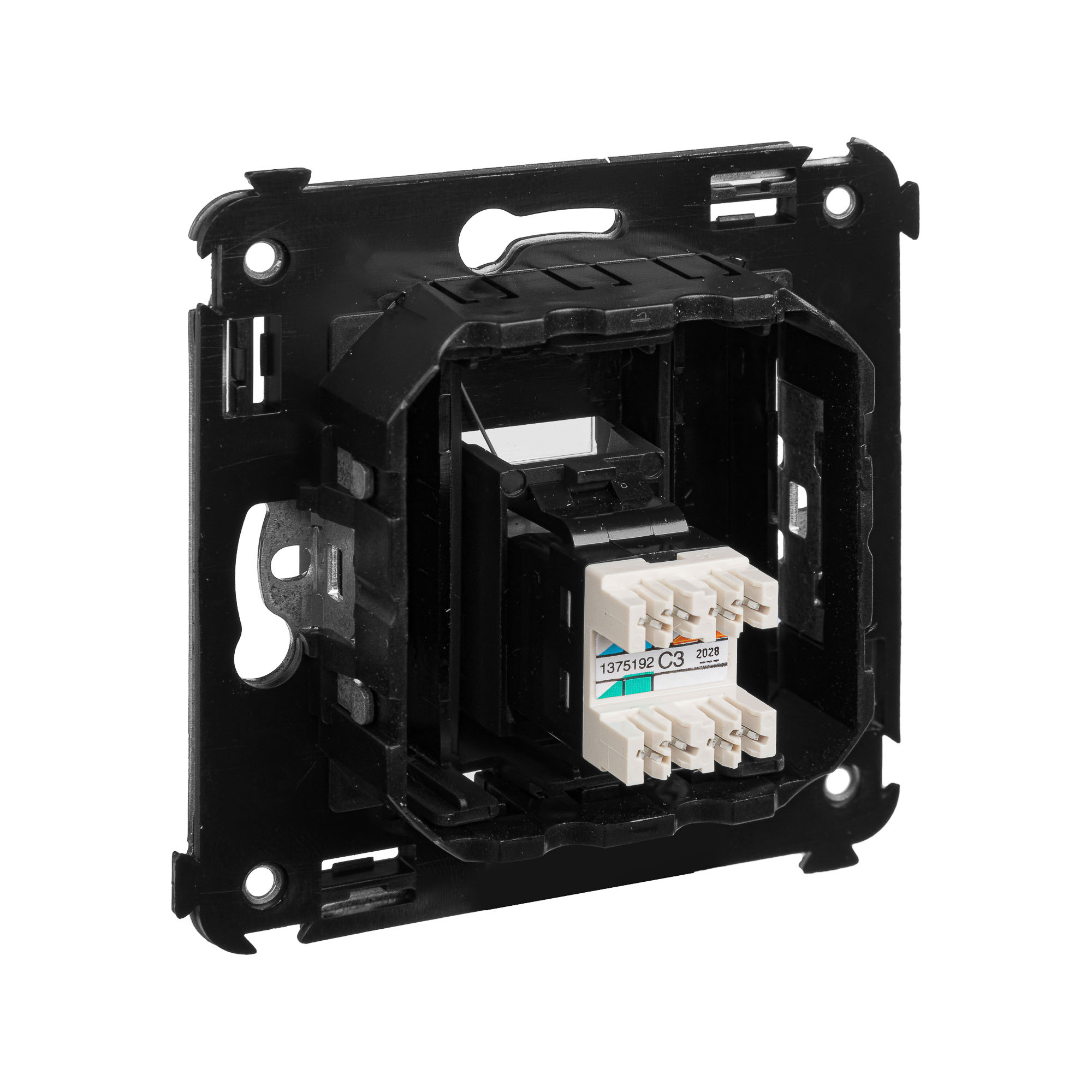 Телефонная розетка RJ-12 в стену одинарная, "Avanti", "Черный матовый"