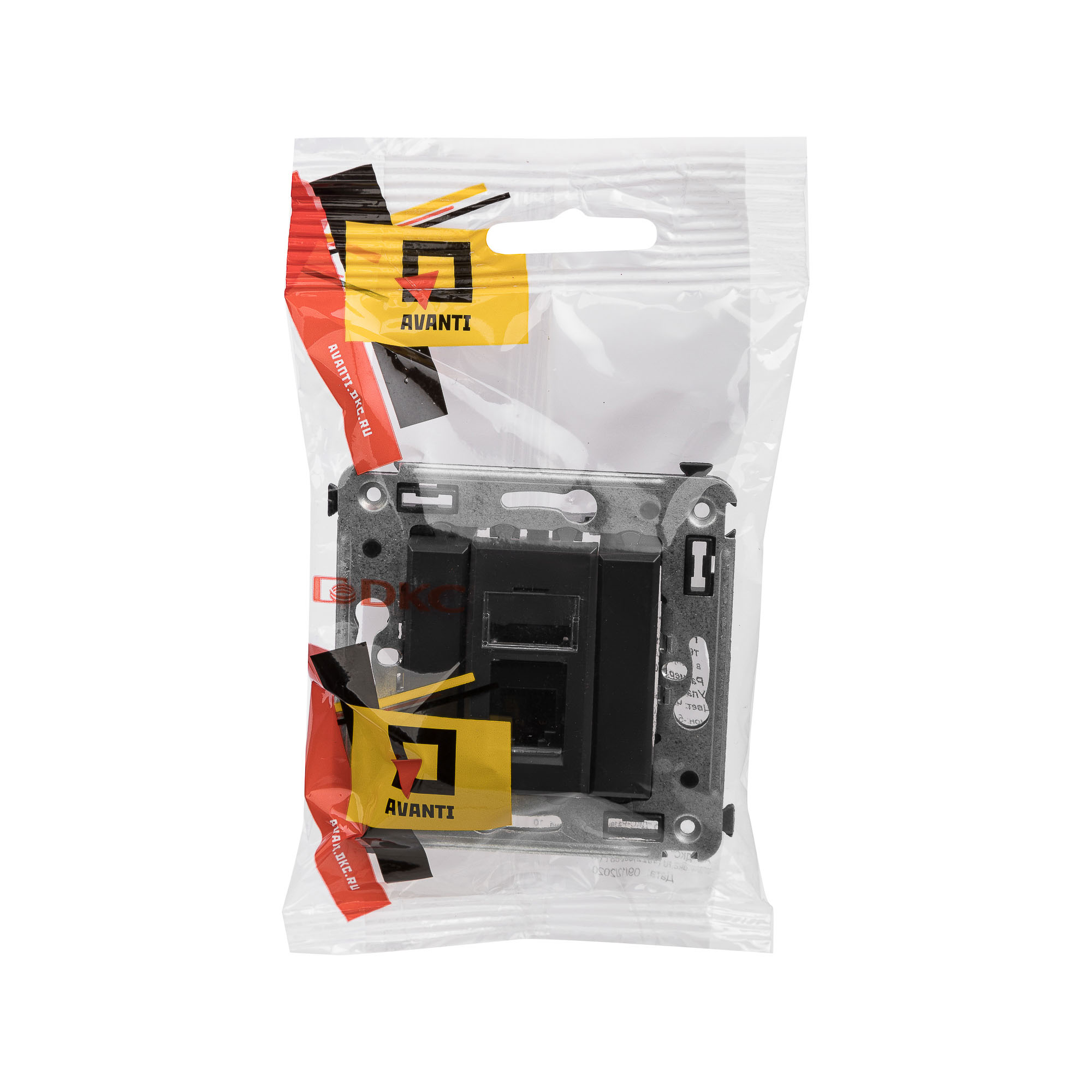 Телефонная розетка RJ-12 в стену одинарная, "Avanti", "Черный матовый"