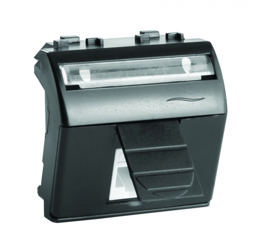 Телефонная розетка RJ12, 6P6C, Brava, черная, 2мод