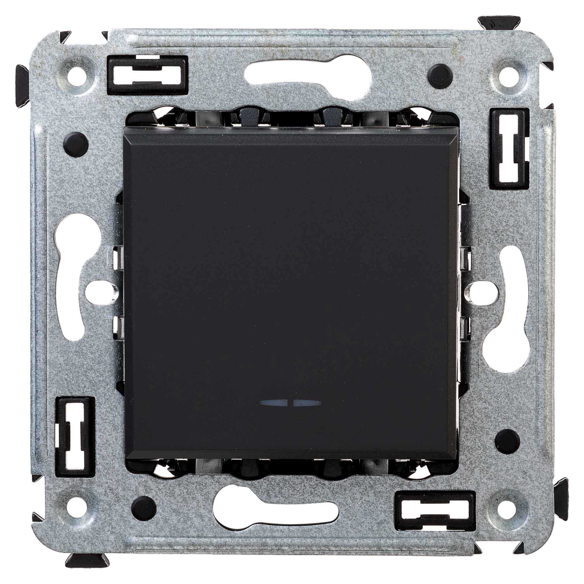 Переключатель одноклавишный в стену, "Avanti", "Черный матовый"