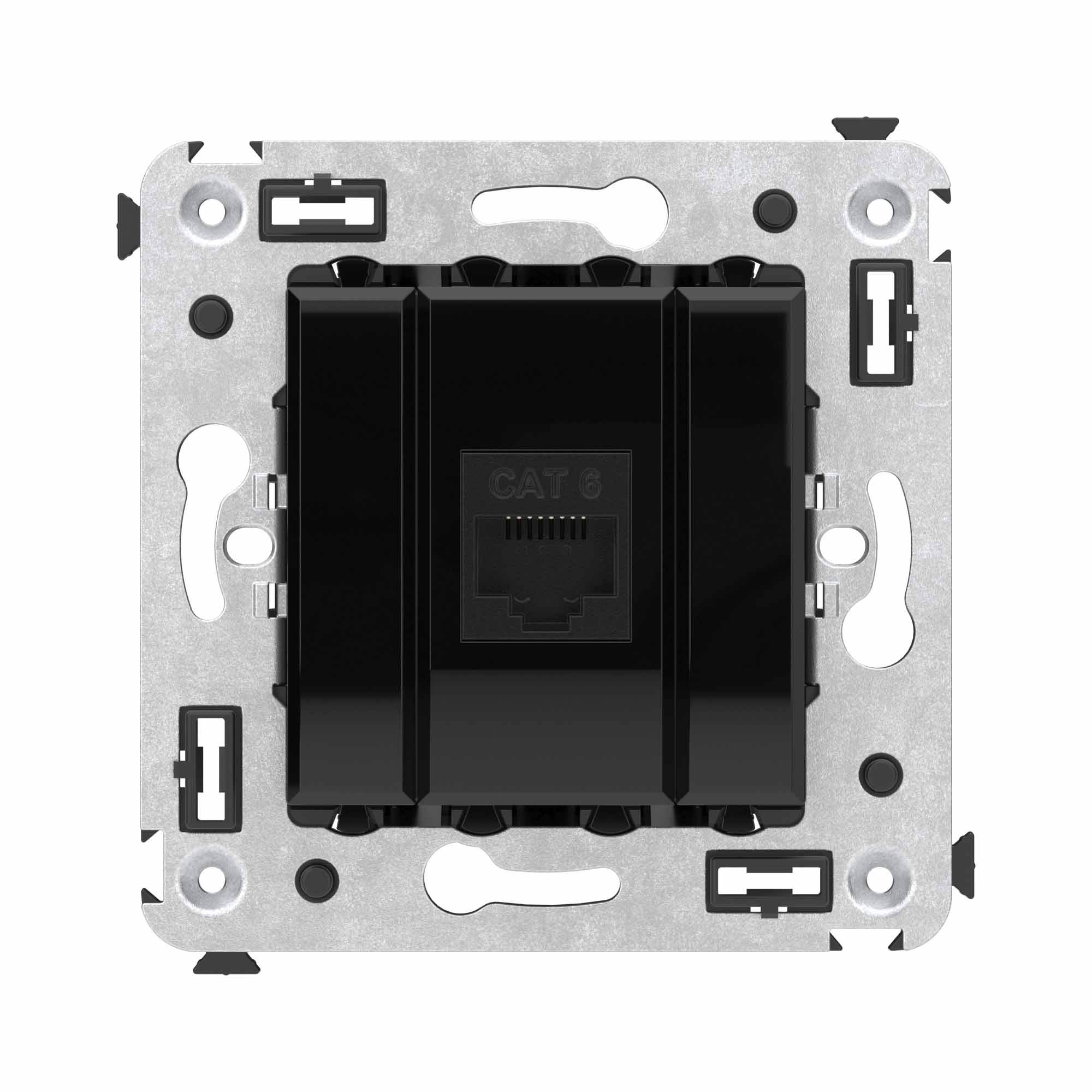 Компьютерная розетка RJ-45 без шторки в стену, кат.6 одинарная, "Avanti", "Черный квадрат"