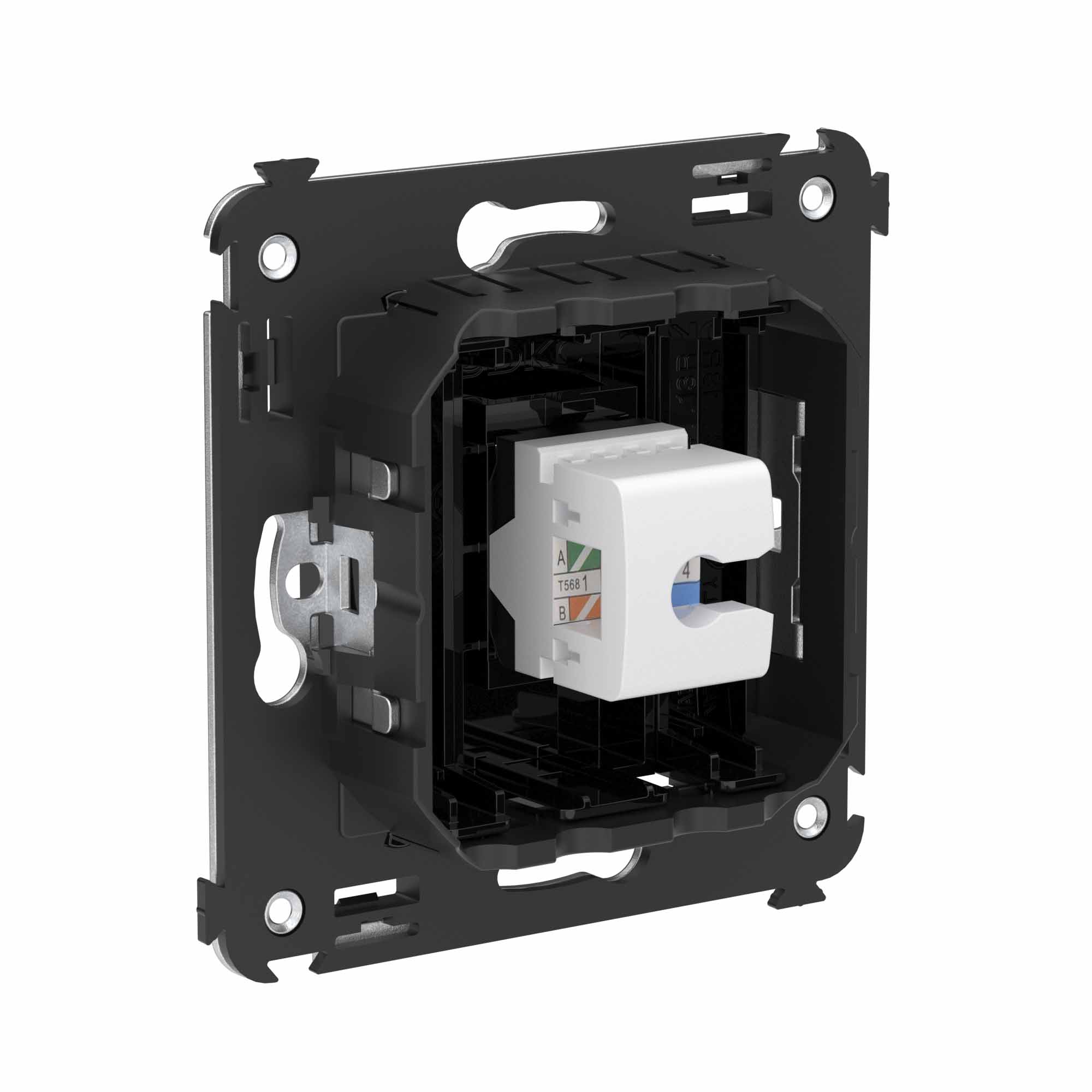 Компьютерная розетка RJ-45 без шторки в стену, кат.6 одинарная, "Avanti", "Черный квадрат"