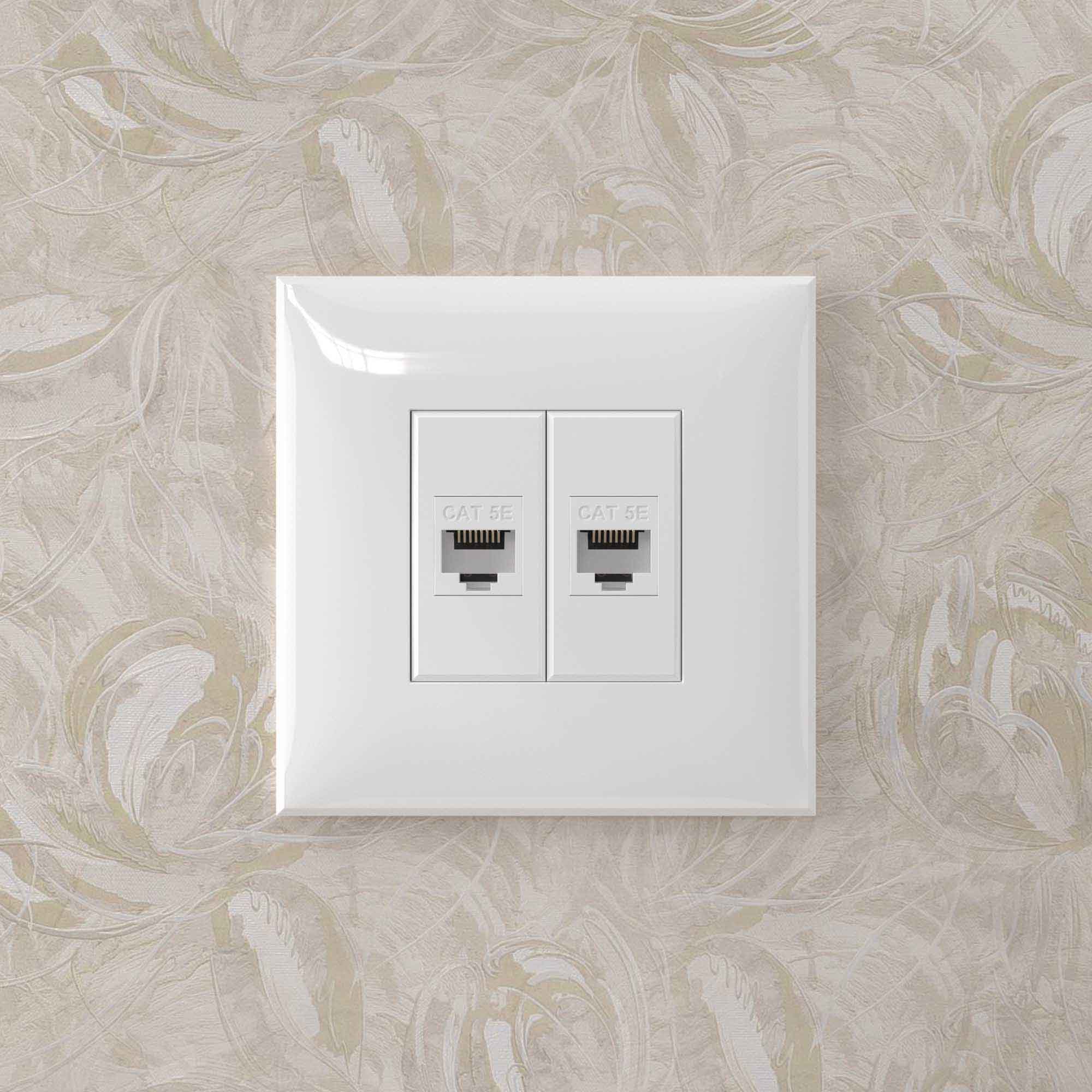 Компьютерная розетка RJ-45 без шторки в стену, кат.5е двойная, "Avanti", "Белое облако"