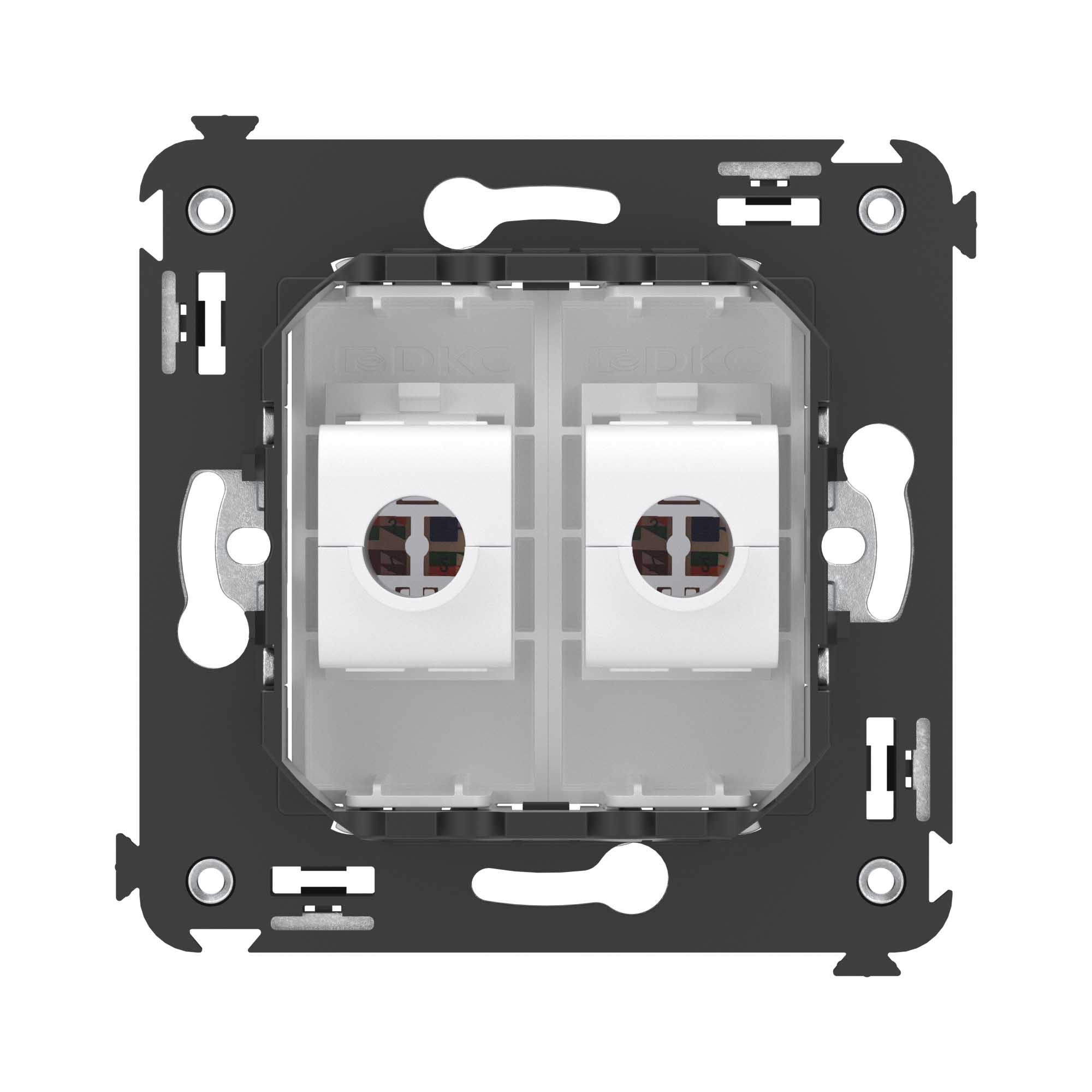 Компьютерная розетка RJ-45 без шторки в стену, кат.5е двойная, "Avanti", "Белое облако"