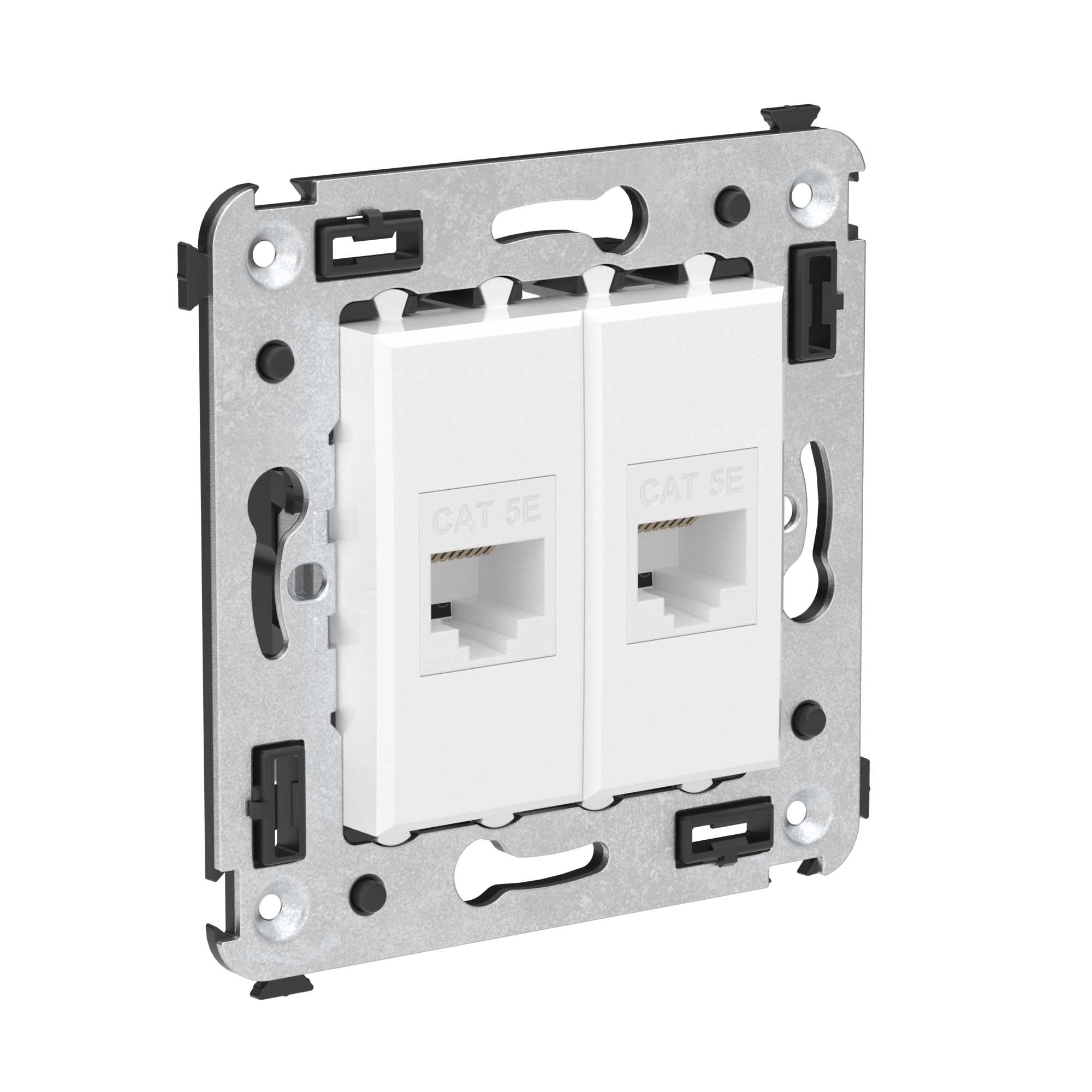 Компьютерная розетка RJ-45 без шторки в стену, кат.5е двойная, "Avanti", "Белое облако"